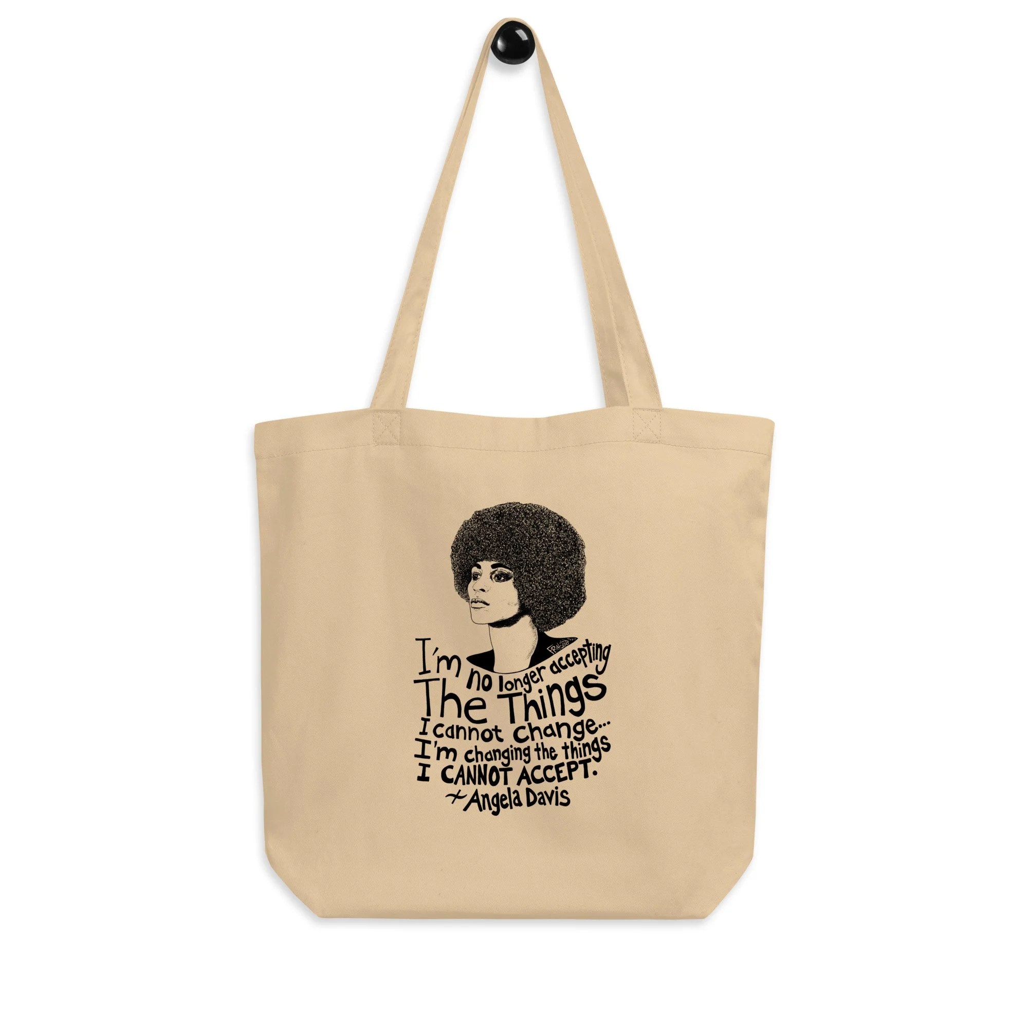 Angela Davis Organic Tote Bag In Oyster By Artist Rick Frausto
