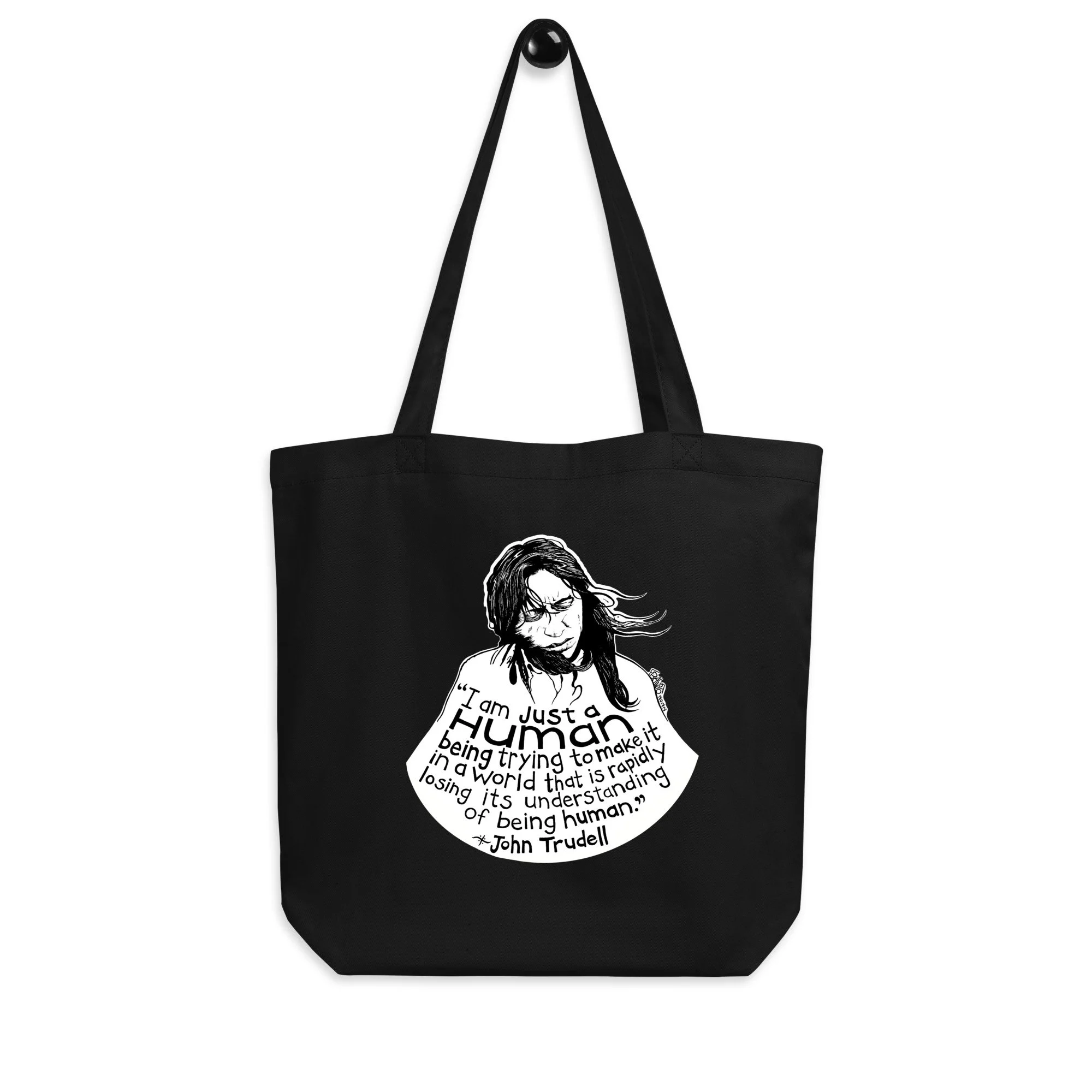 John Trudell Organic Tote Bag In Black By Artist Rick Frausto