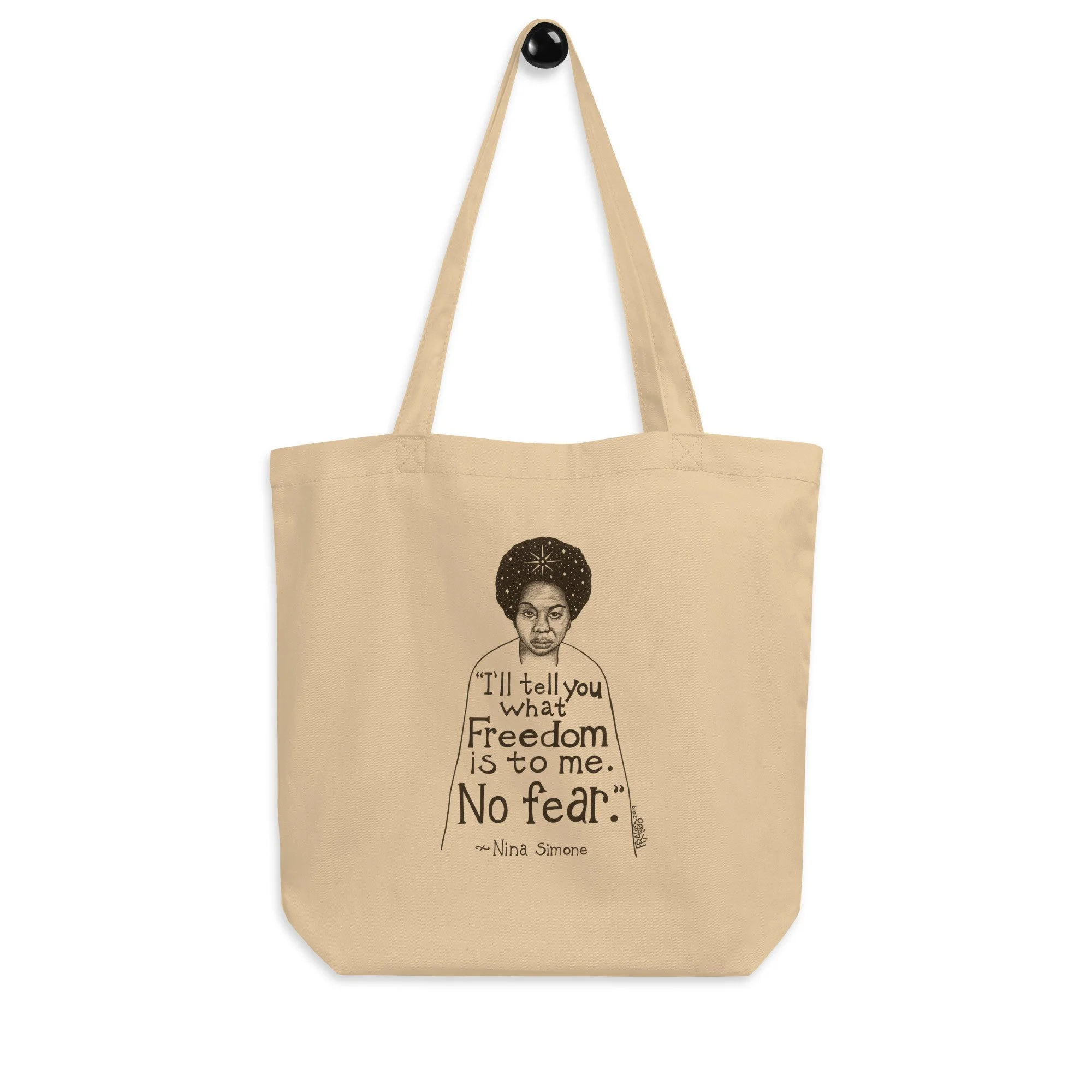 Nina Simone Organic Tote Bag In Oyster By Artist Rick Frausto