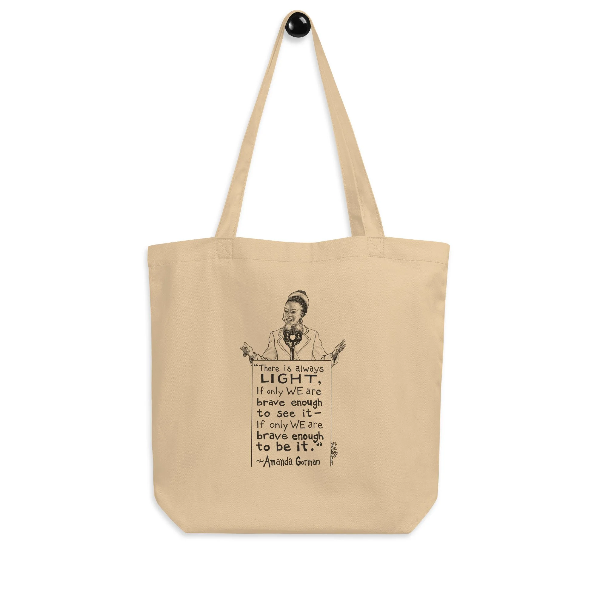 Amanda Gorman Organic Tote Bag In Oyster By Artist Rick Frausto
