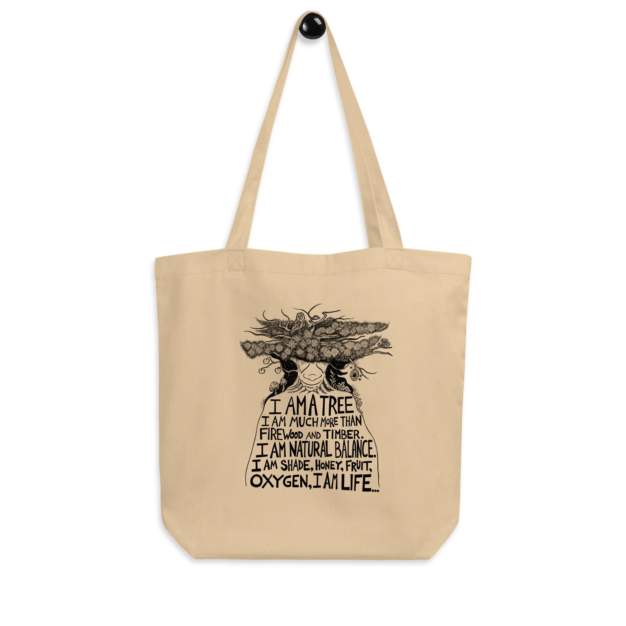 I Am A Tree Organic Tote Bag In Oyster By Artist Rick Frausto