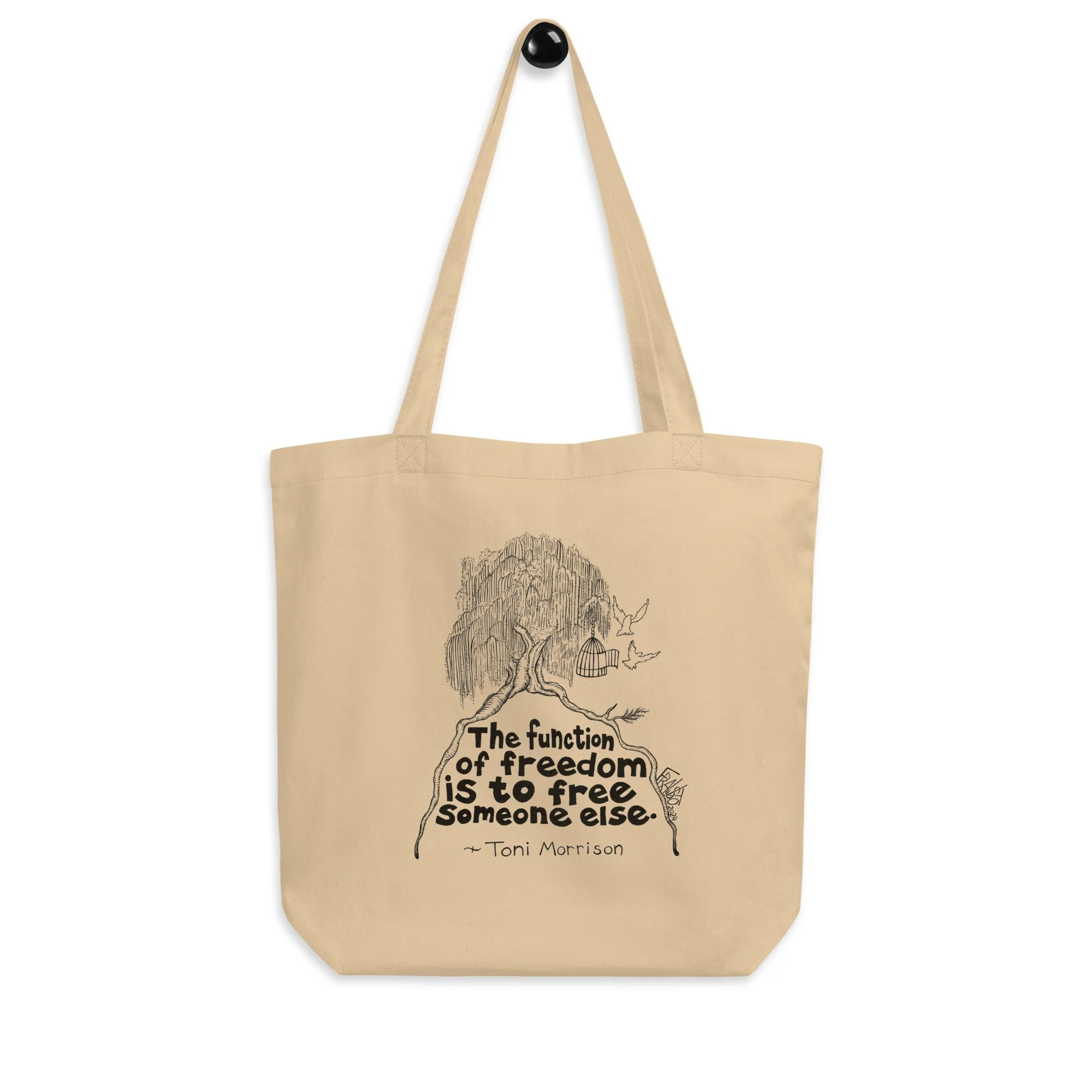 Function Of Freedom Organic Tote Bag In Oyster By Artist Rick Frausto