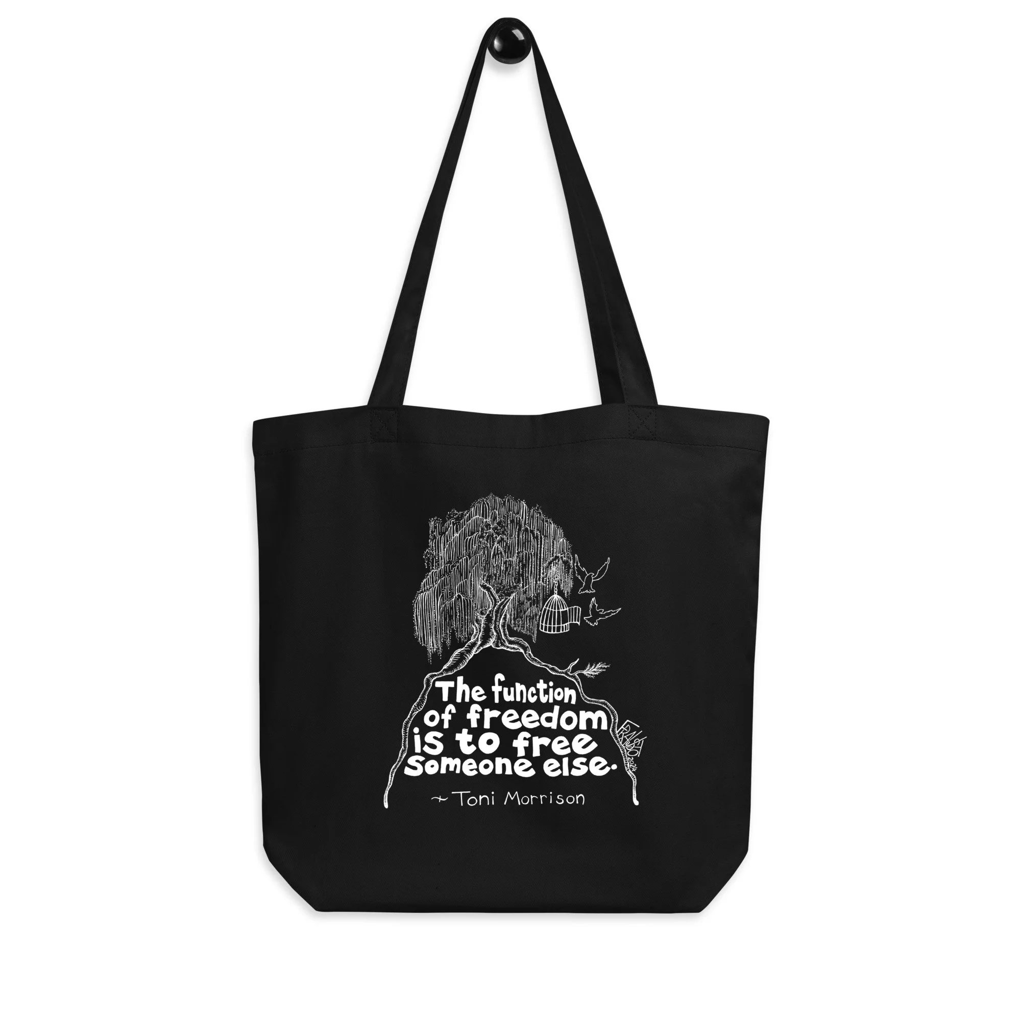 Function Of Freedom Organic Tote Bag In Black By Artist Rick Frausto
