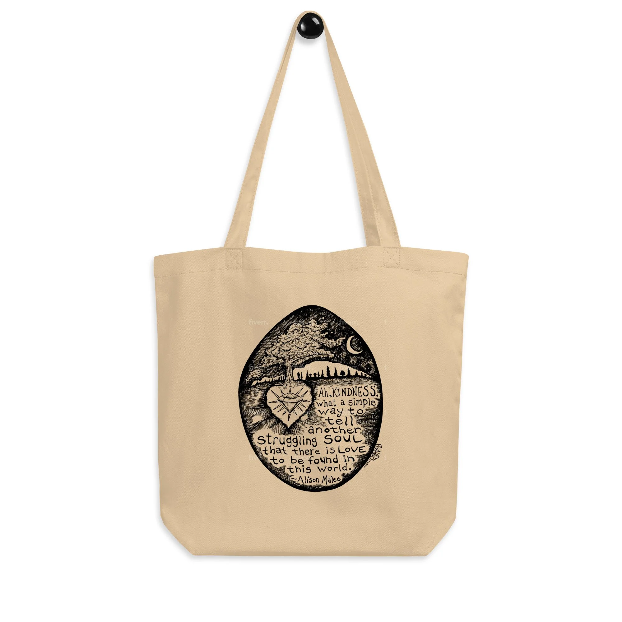 Kindness Organic Tote Bag In Oyster By Artist Rick Frausto