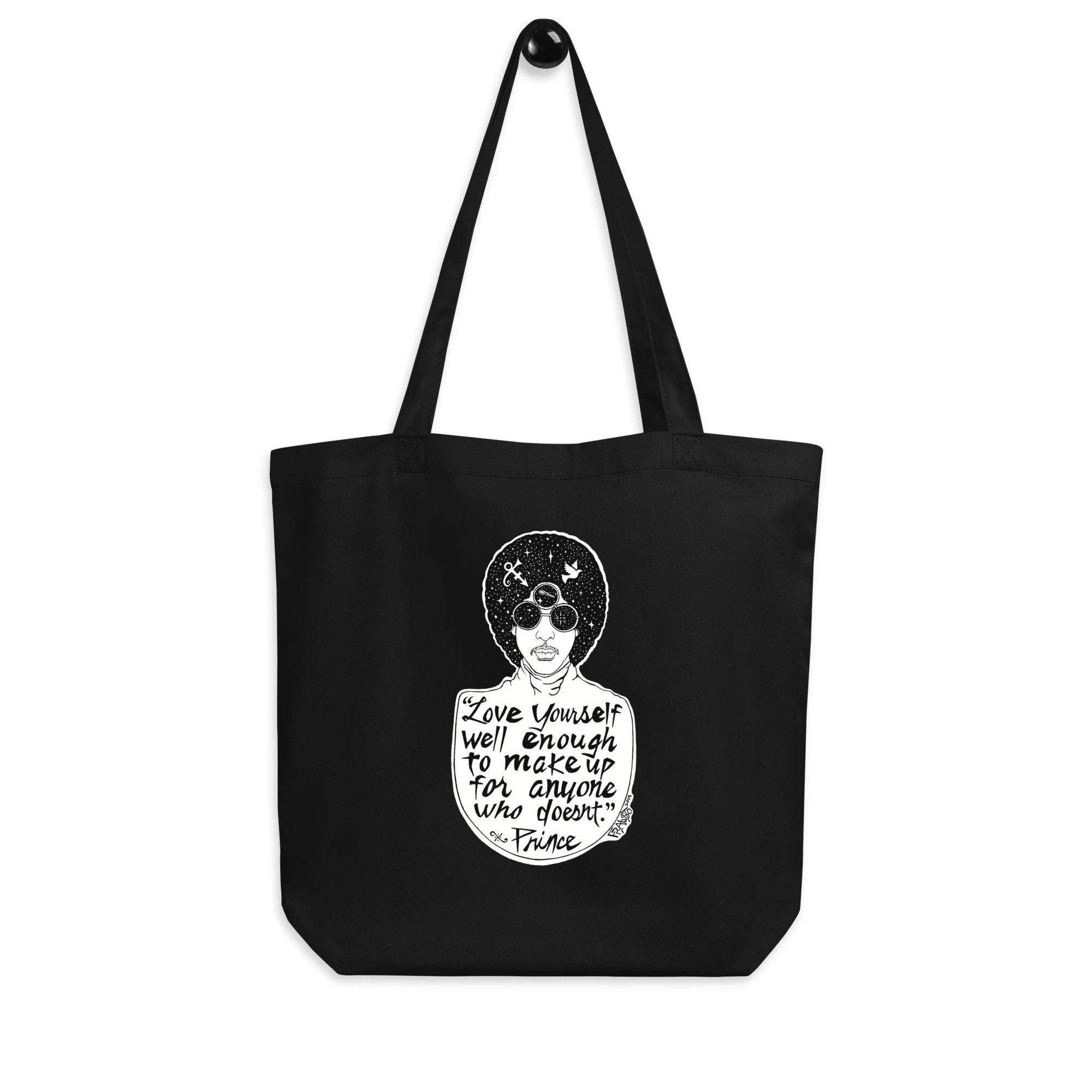 Prince Organic Tote Bag In Black By Artist Rick Frausto