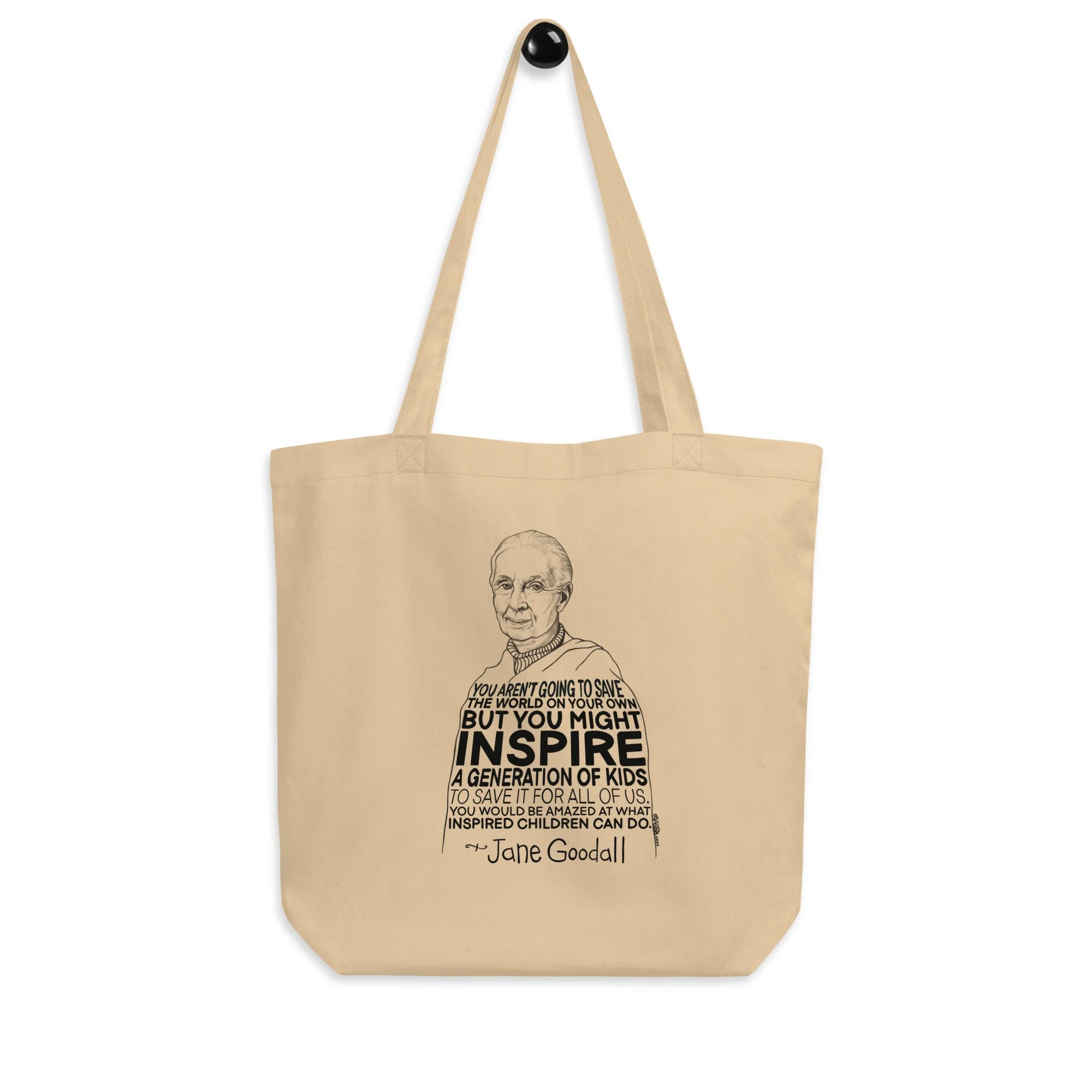 Jane Goodall #2 Organic Tote Bag In Oyster By Artist Rick Frausto