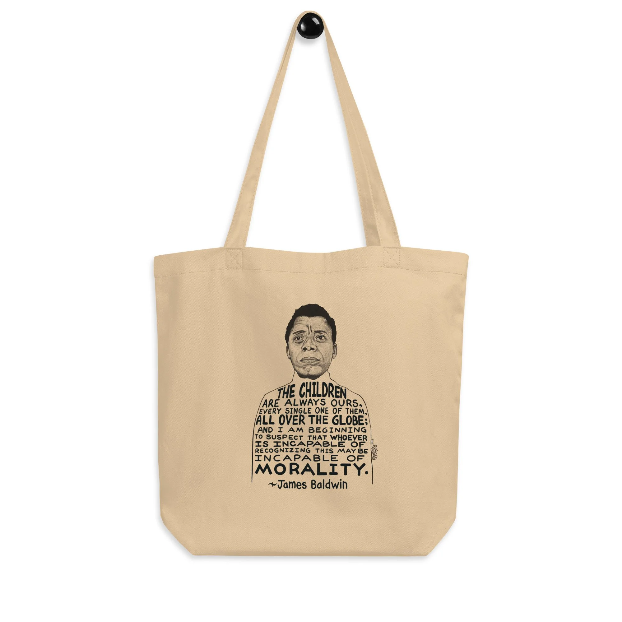 James Baldwin #2 Organic Tote Bag In Oyster By Artist Rick Frausto
