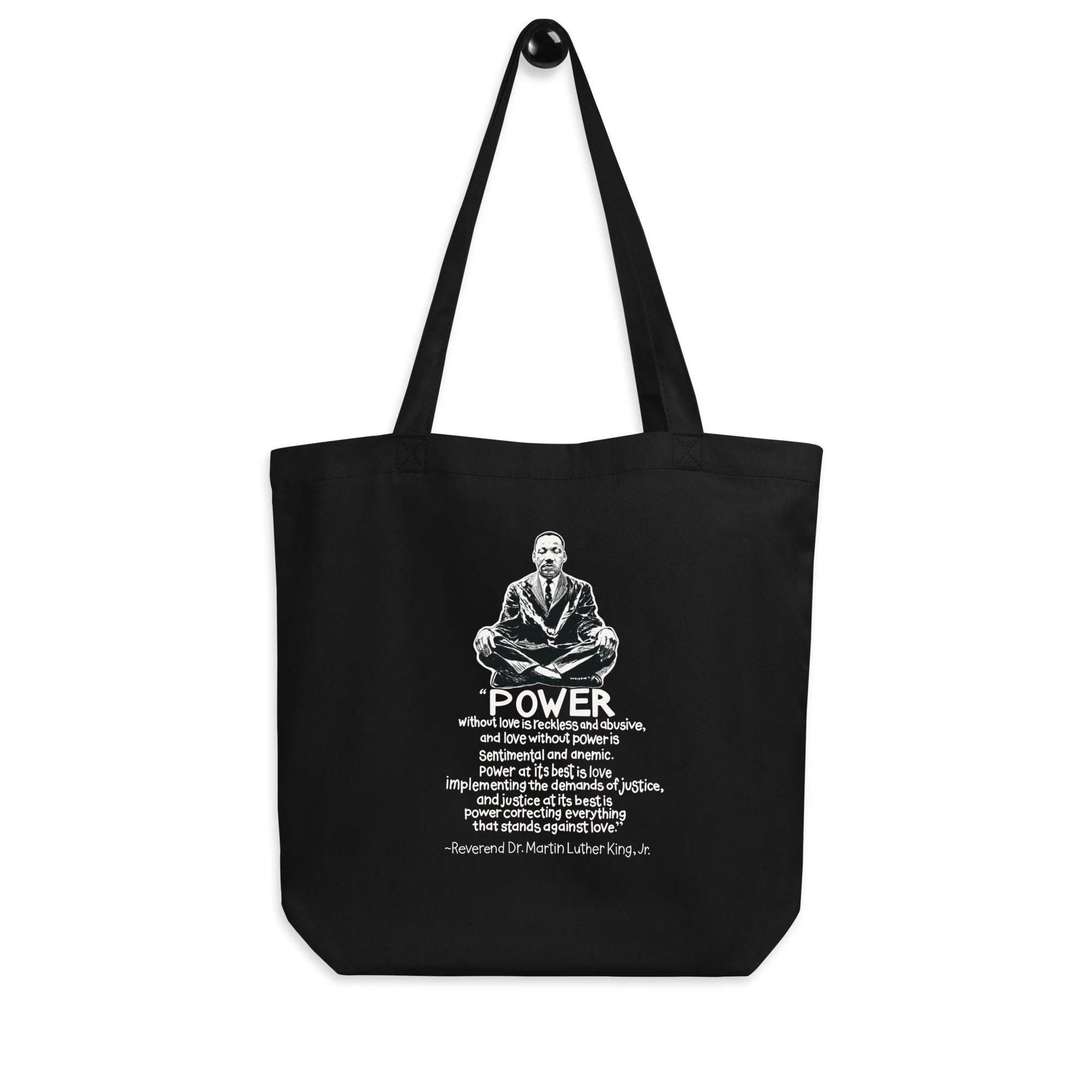 MLK 2 Organic Tote Bag In Black By Artist Rick Frausto
