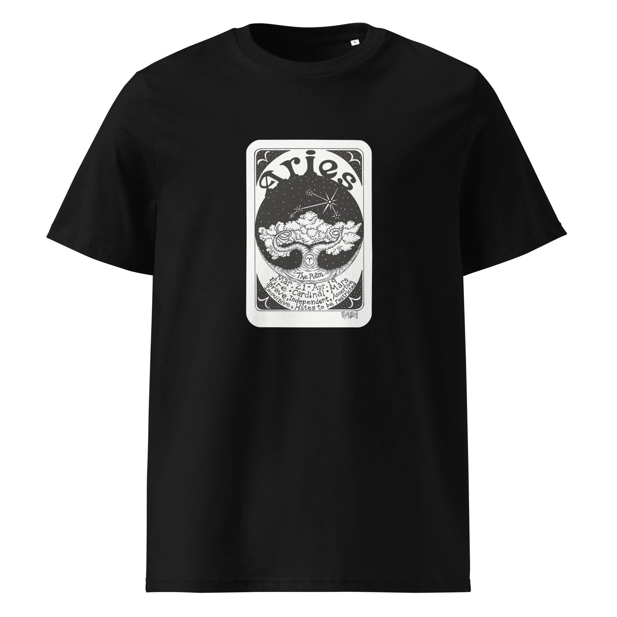 ARIES unisex organic cotton t-shirt in black