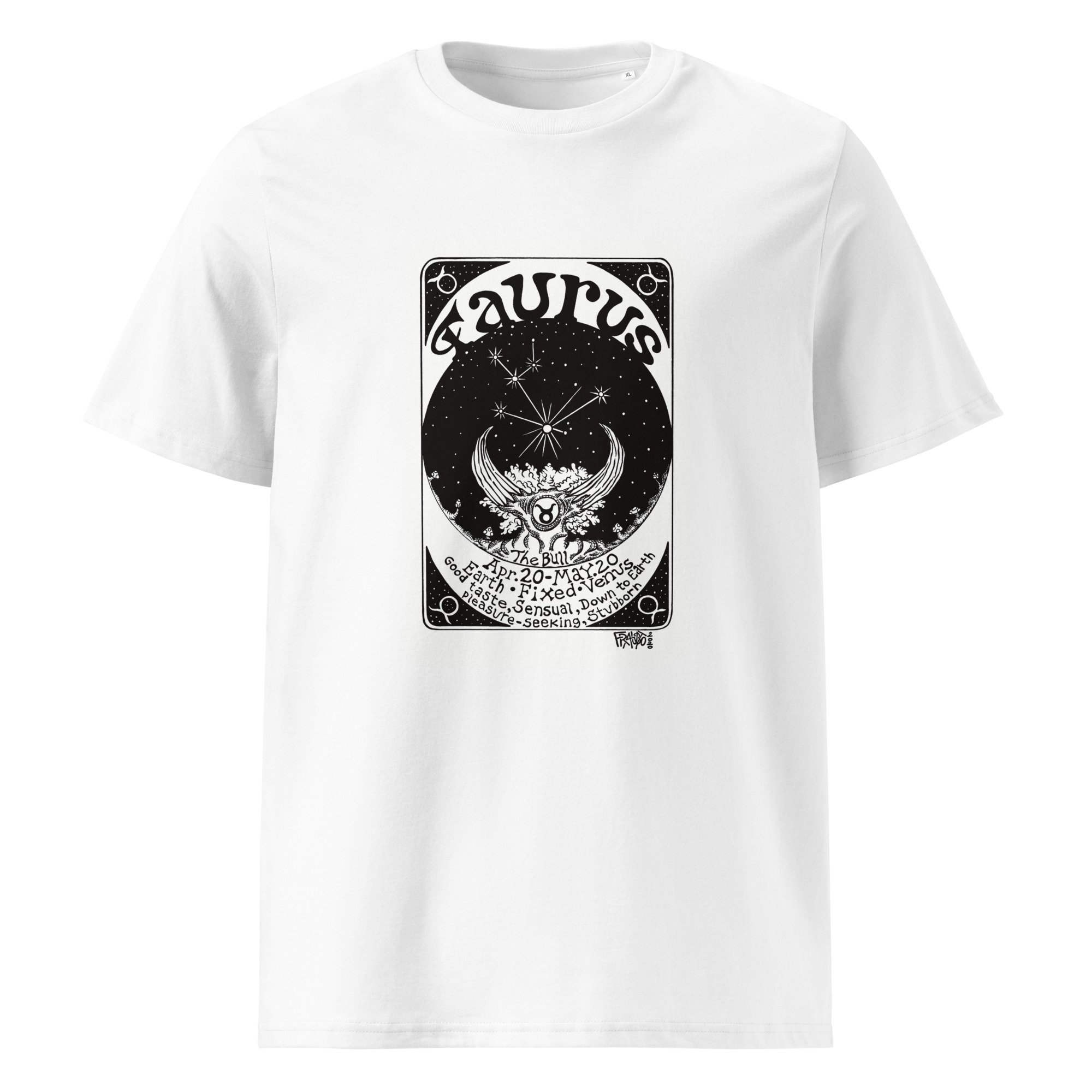 TAURUS unisex organic cotton t-shirt in white
