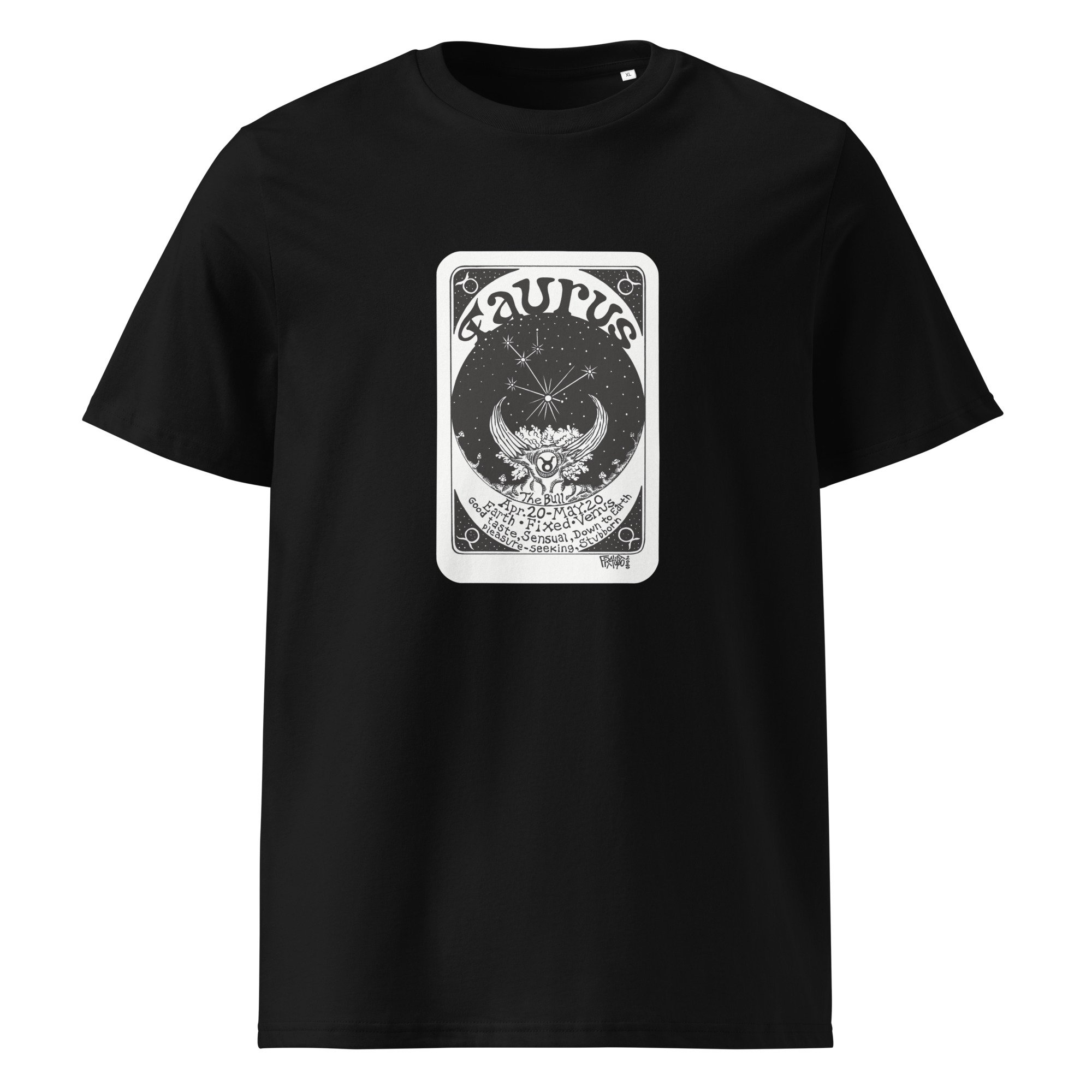 TAURUS unisex organic cotton t-shirt in black