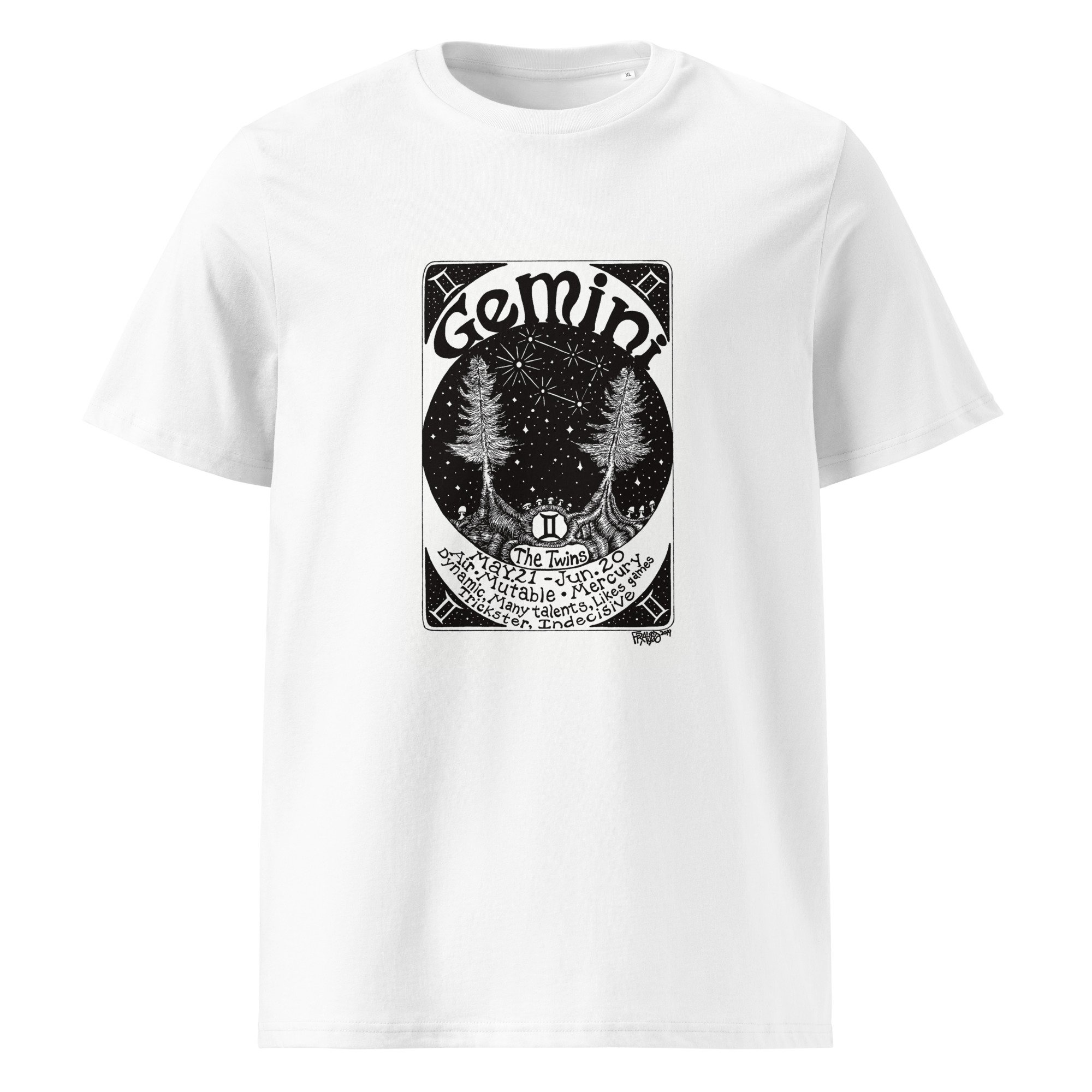 GEMINI unisex organic cotton t-shirt in white