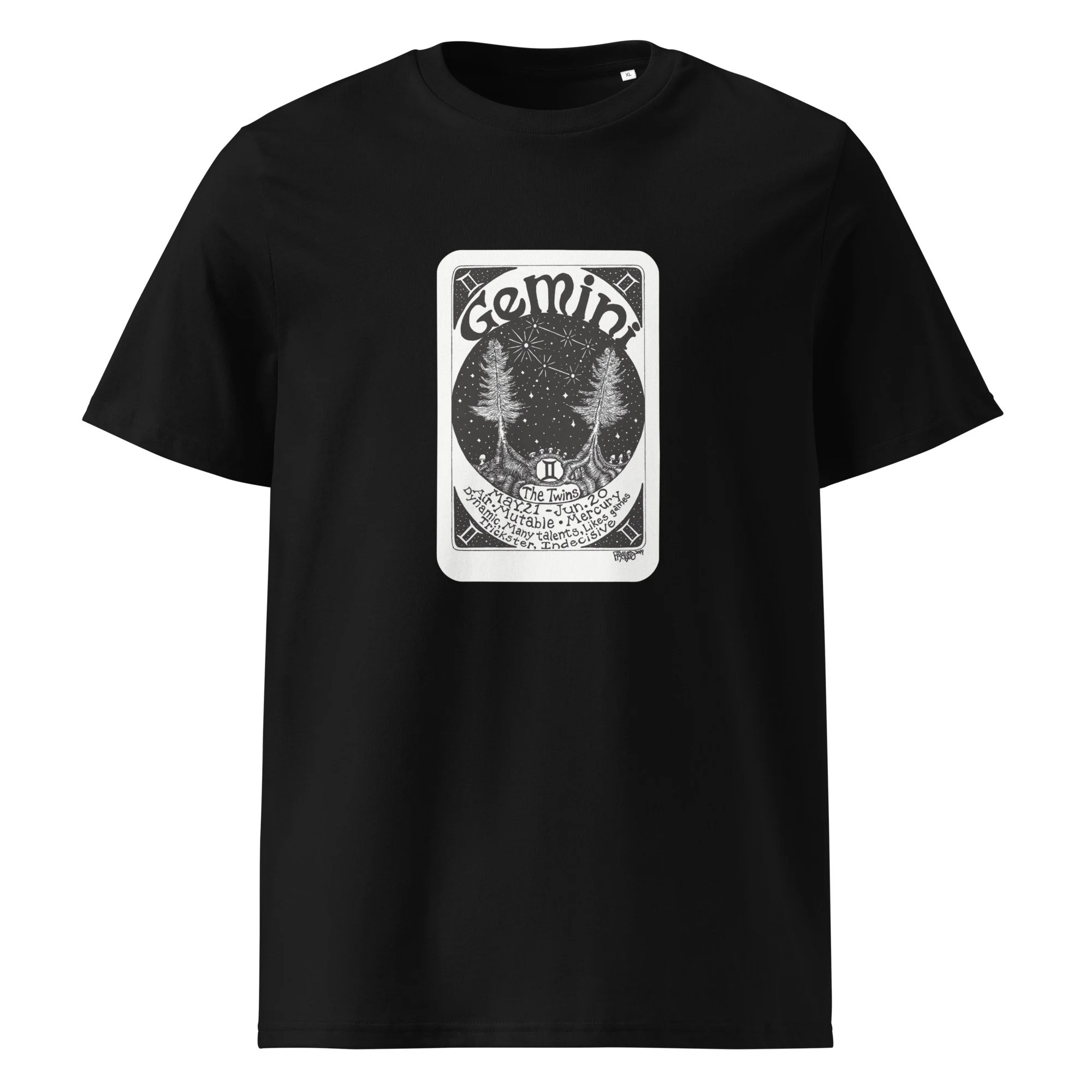 GEMINI unisex organic cotton t-shirt in black