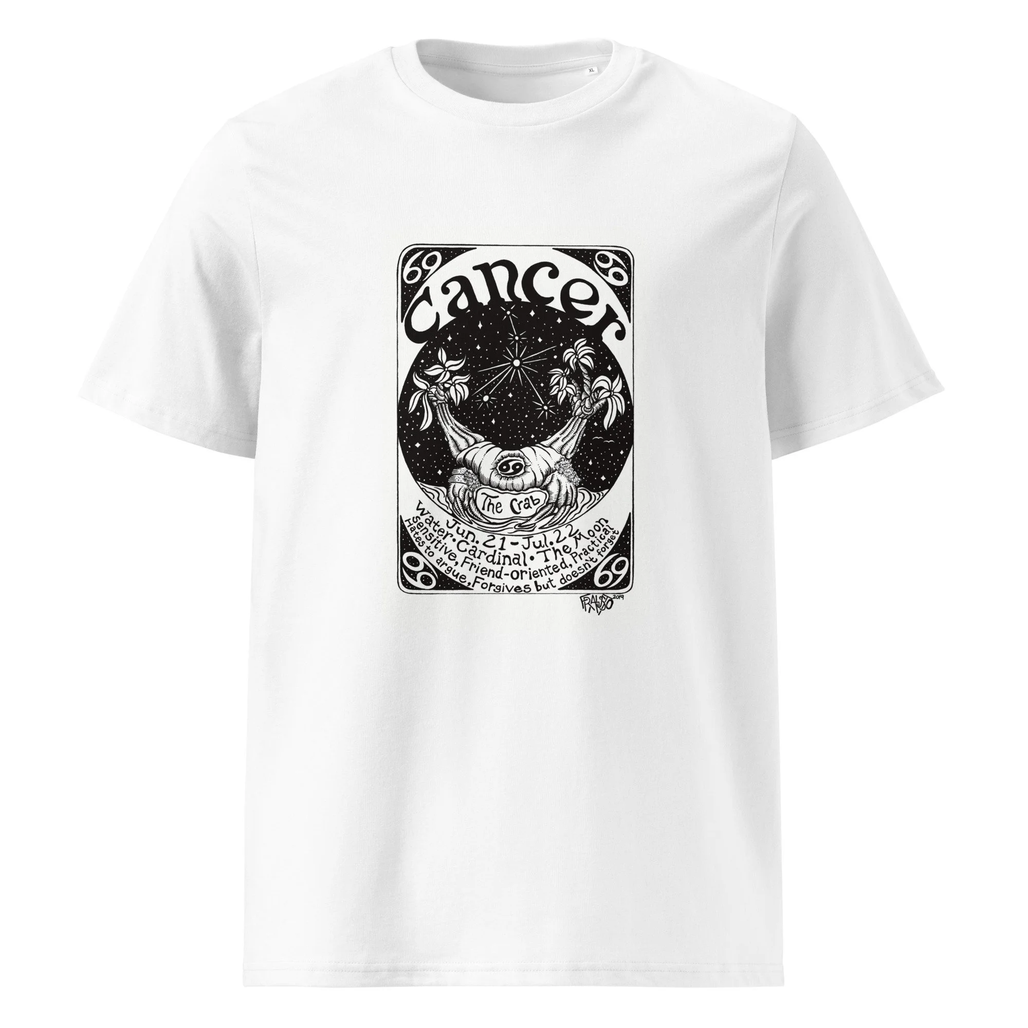 CANCER unisex organic cotton t-shirt in white