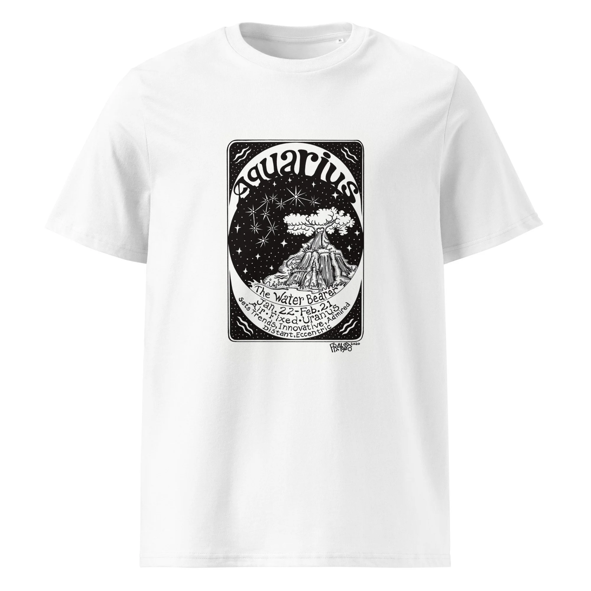 AQUARIUS unisex organic cotton t-shirt in white