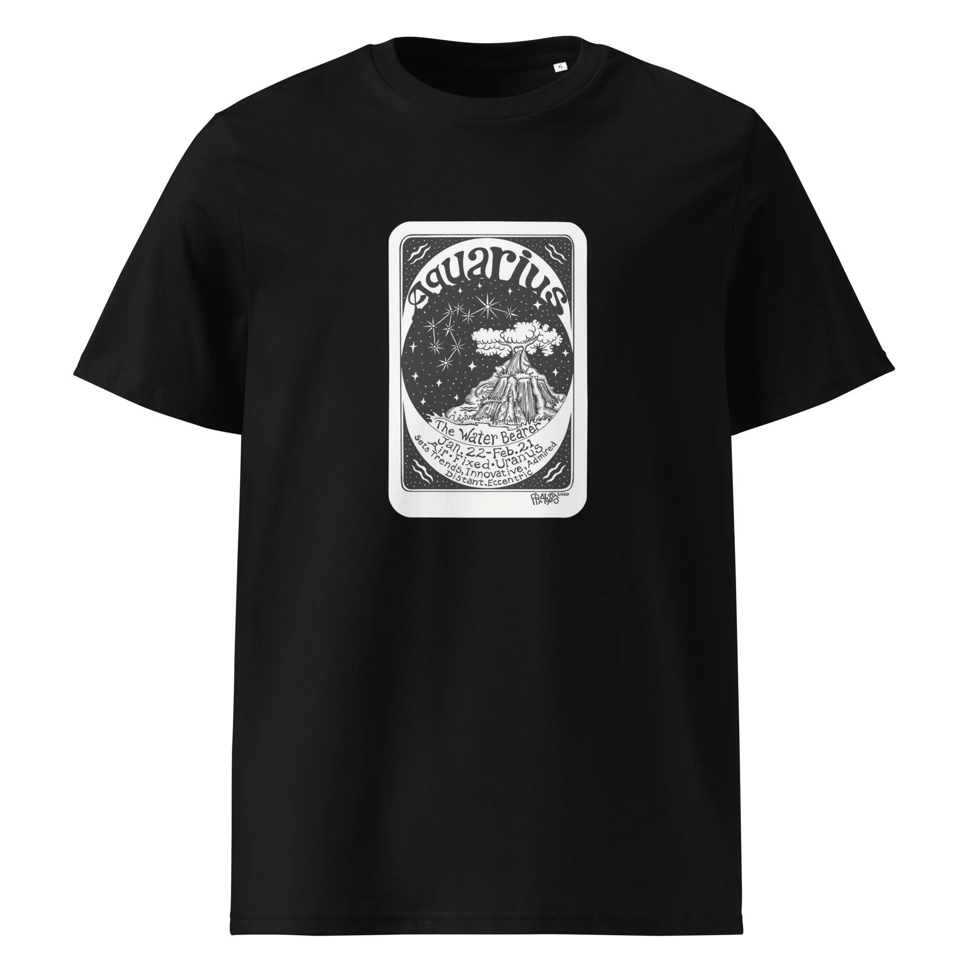 AQUARIUS unisex organic cotton t-shirt in black