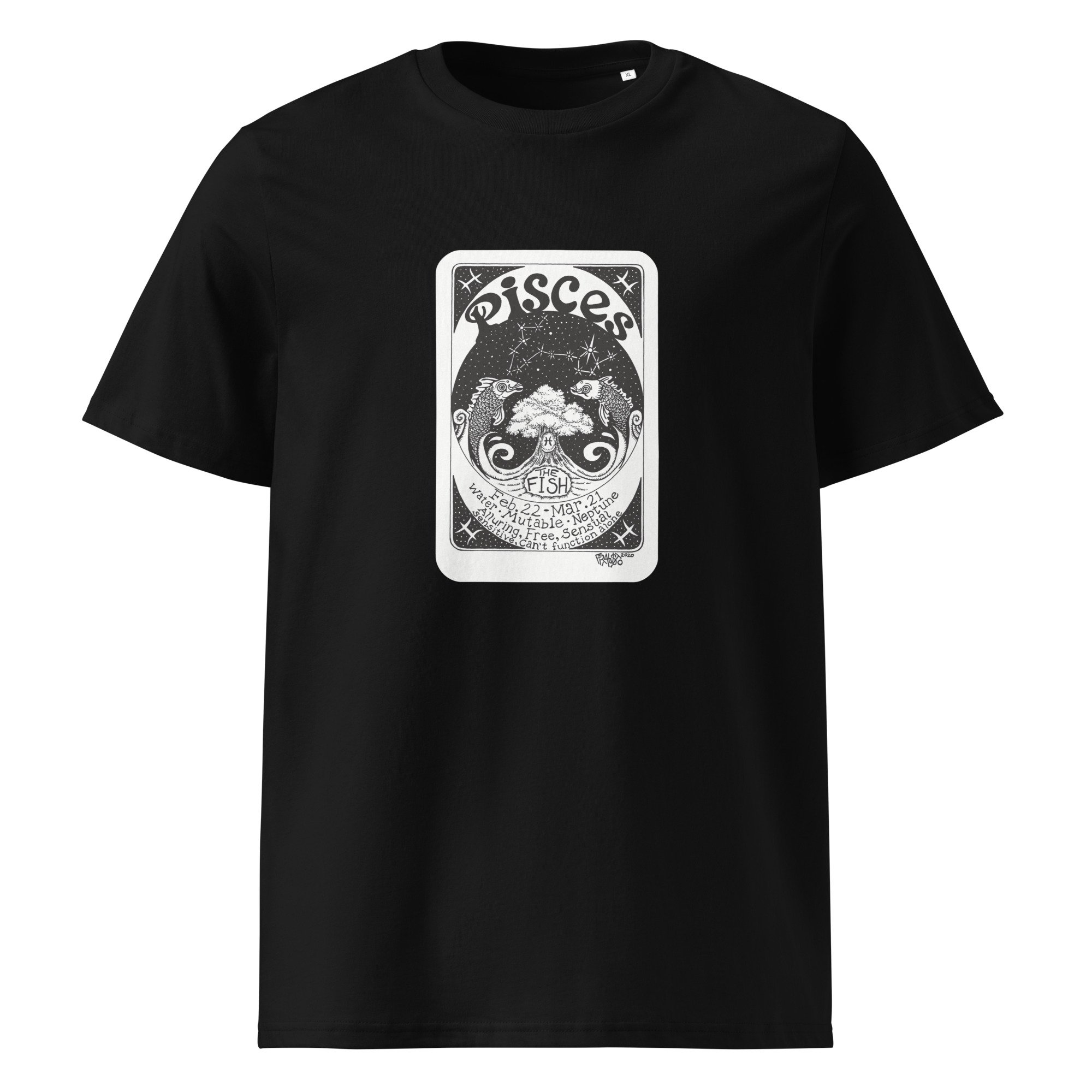 PISCES unisex organic cotton t-shirt in black