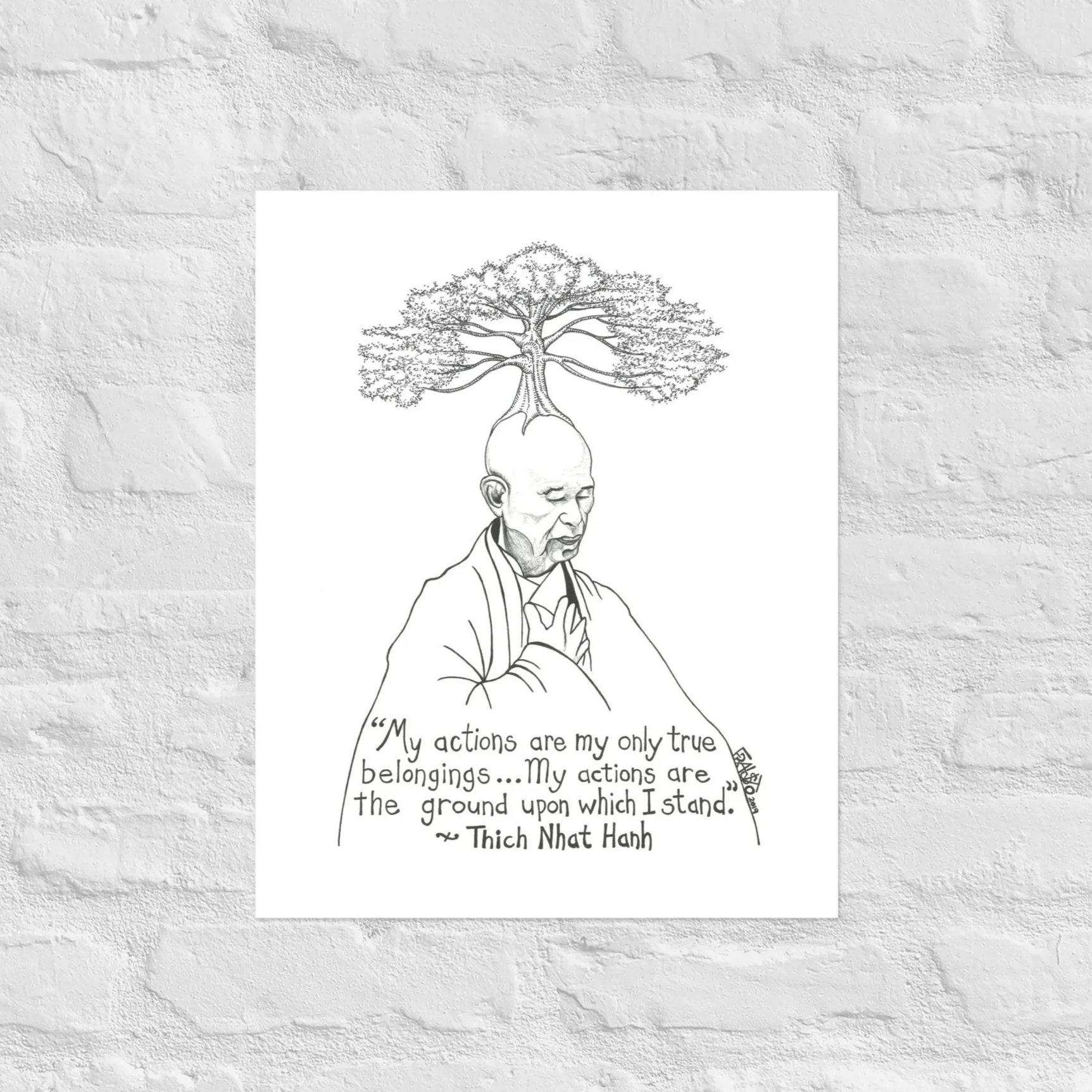 Thich Nhat Hanh Print By Artist Rick Frausto