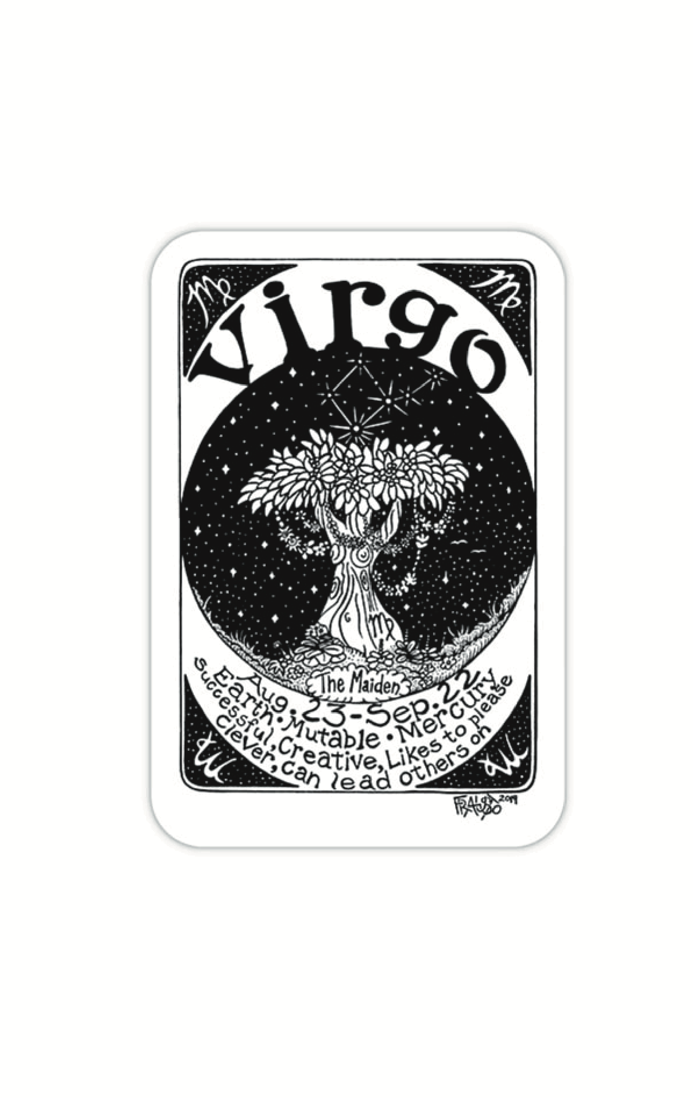 Virgo Zodiac Eco-Friendly Sticker By Artist Rick Frausto