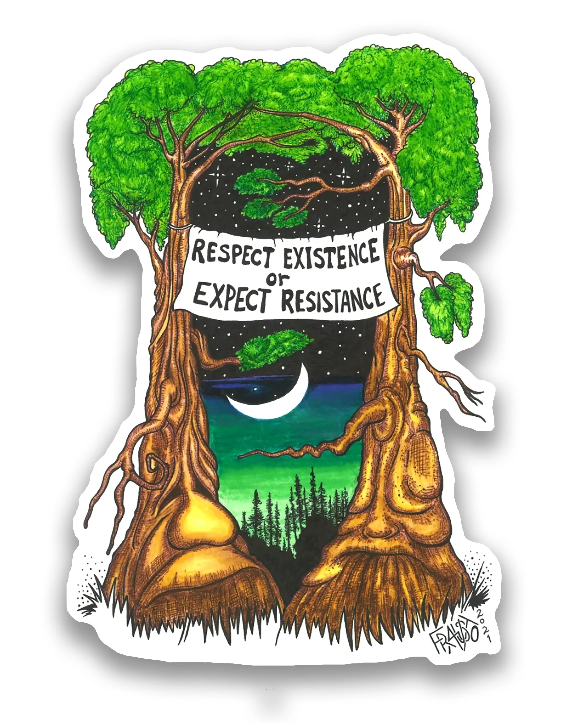 Respect Existence Eco-Friendly Sticker By Artist Rick Frausto