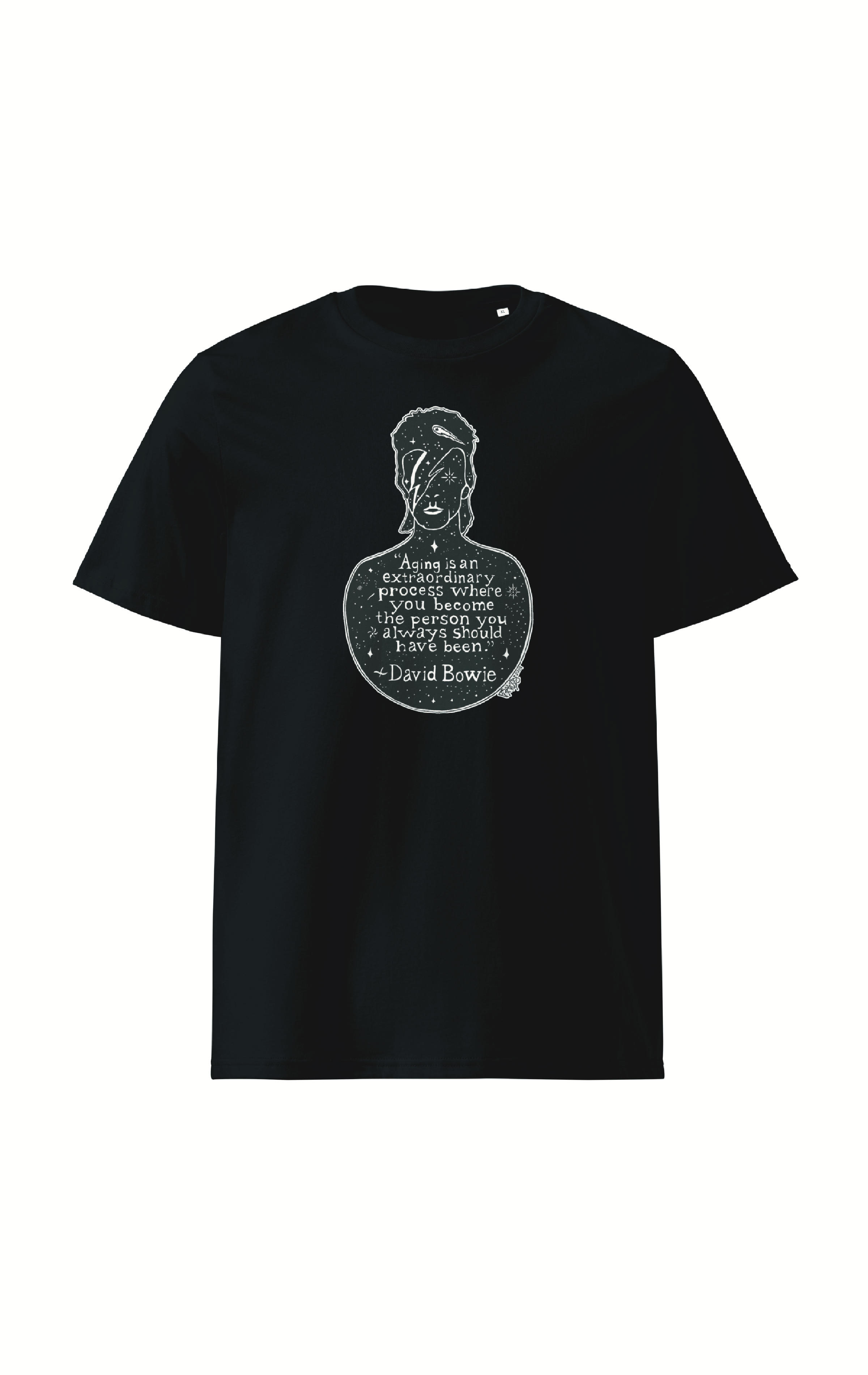 David Bowie Organic Cotton T-Shirt In Black By Artist Rick Frausto