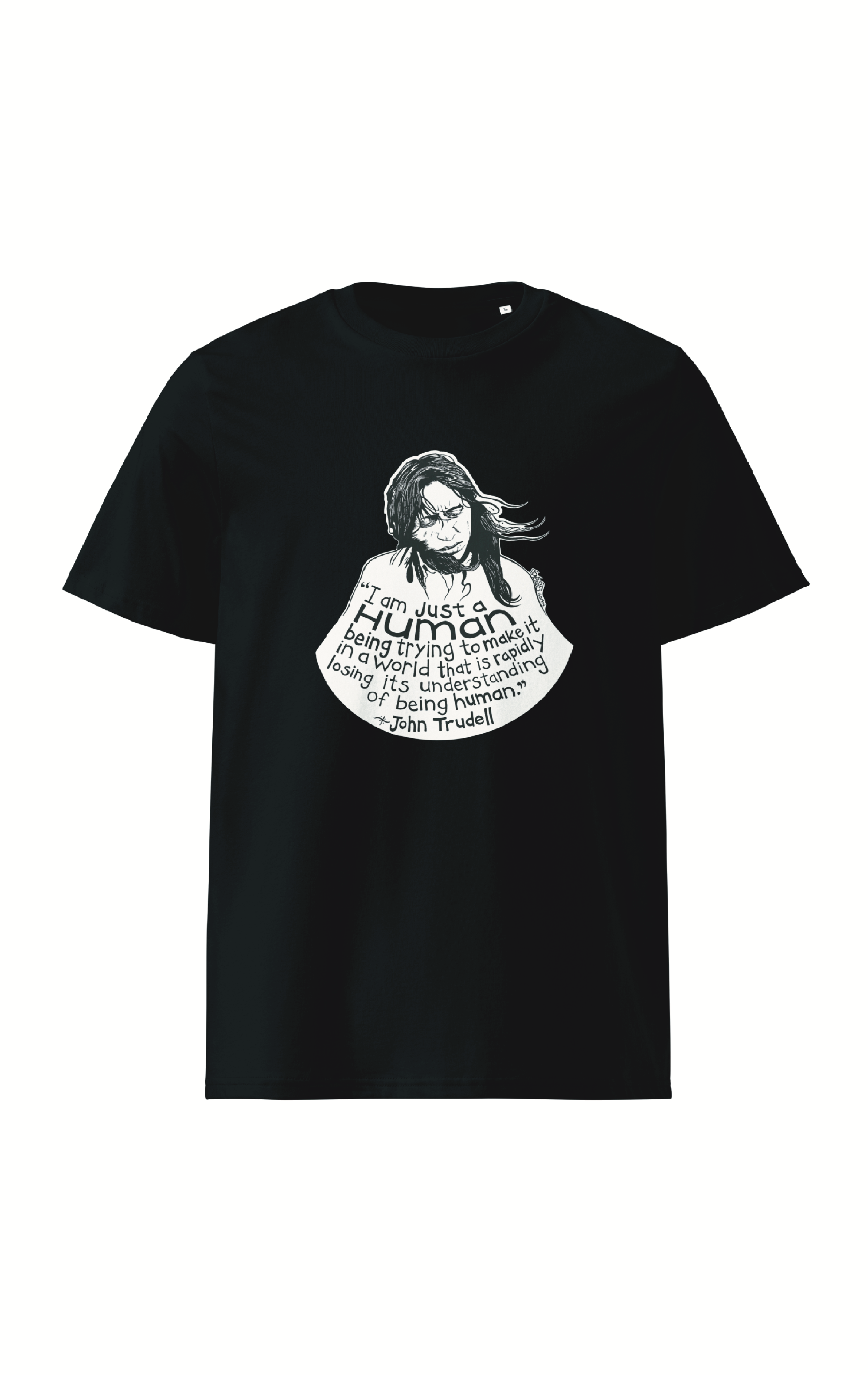John Trudell Organic Cotton T-Shirt In Black By Artist Rick Frausto