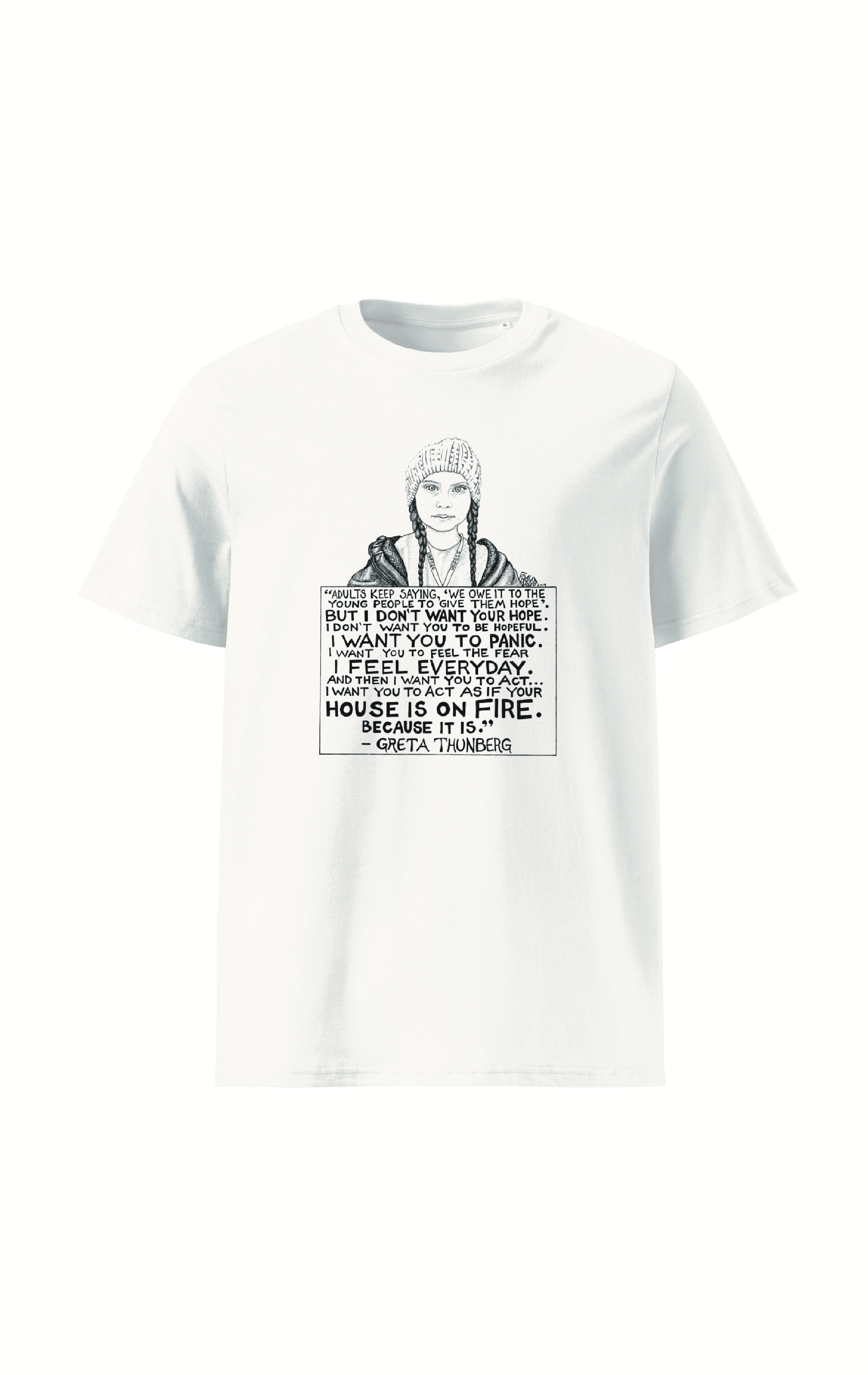 Greta Thunberg #1 Organic Cotton T-Shirt By Artist Rick Frausto