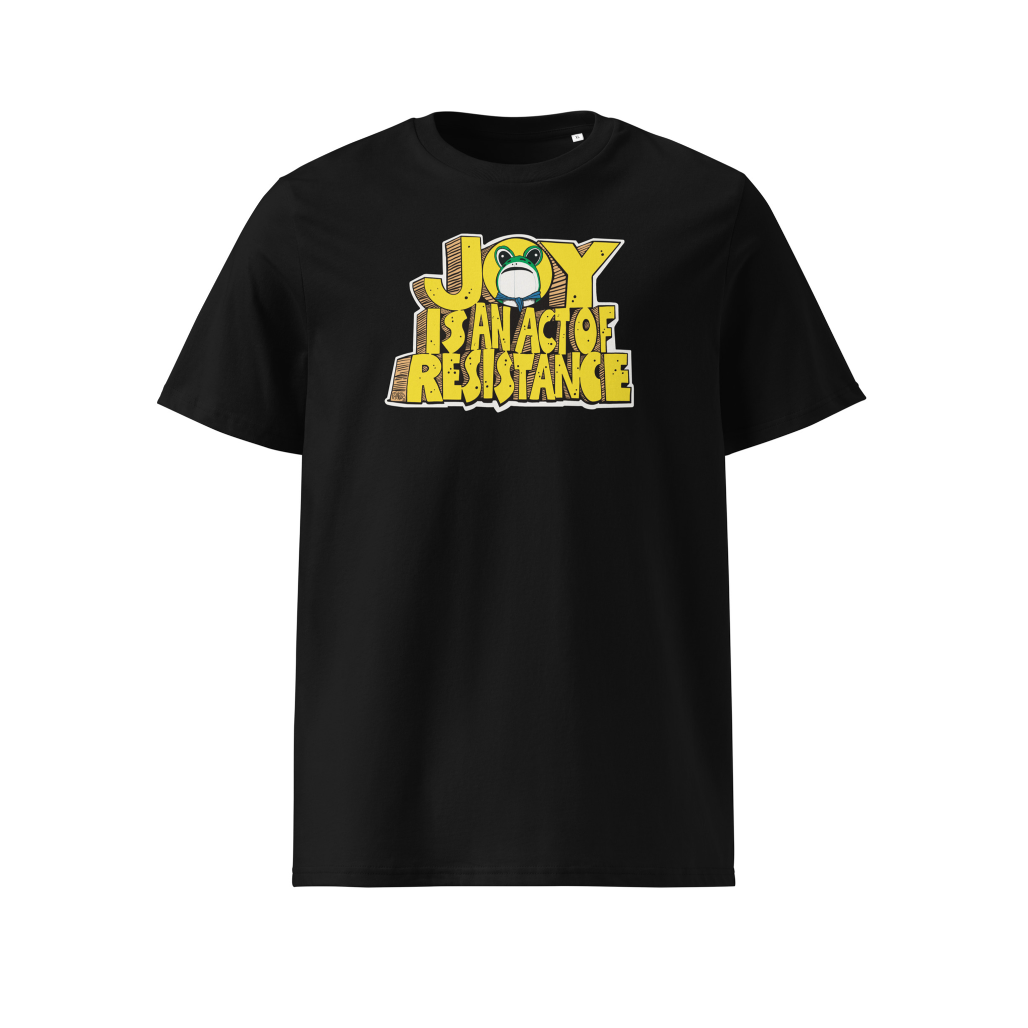 Joy Is An Act Of Resistance Organic Cotton T-shirt In Black By Artist Rick Frausto