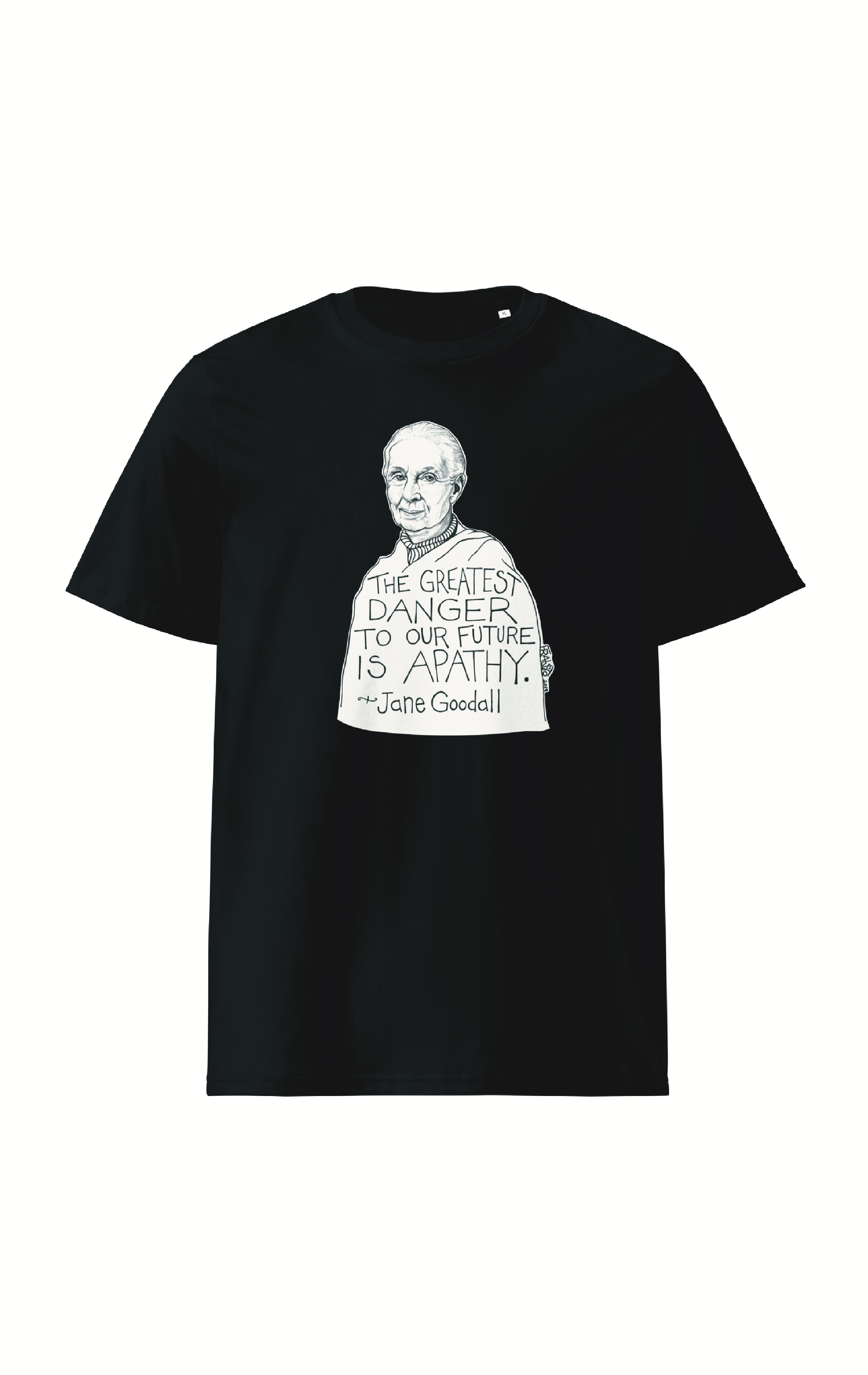 Jane Goodall #1 Organic Cotton T-Shirt In Black By Artist Rick Frausto