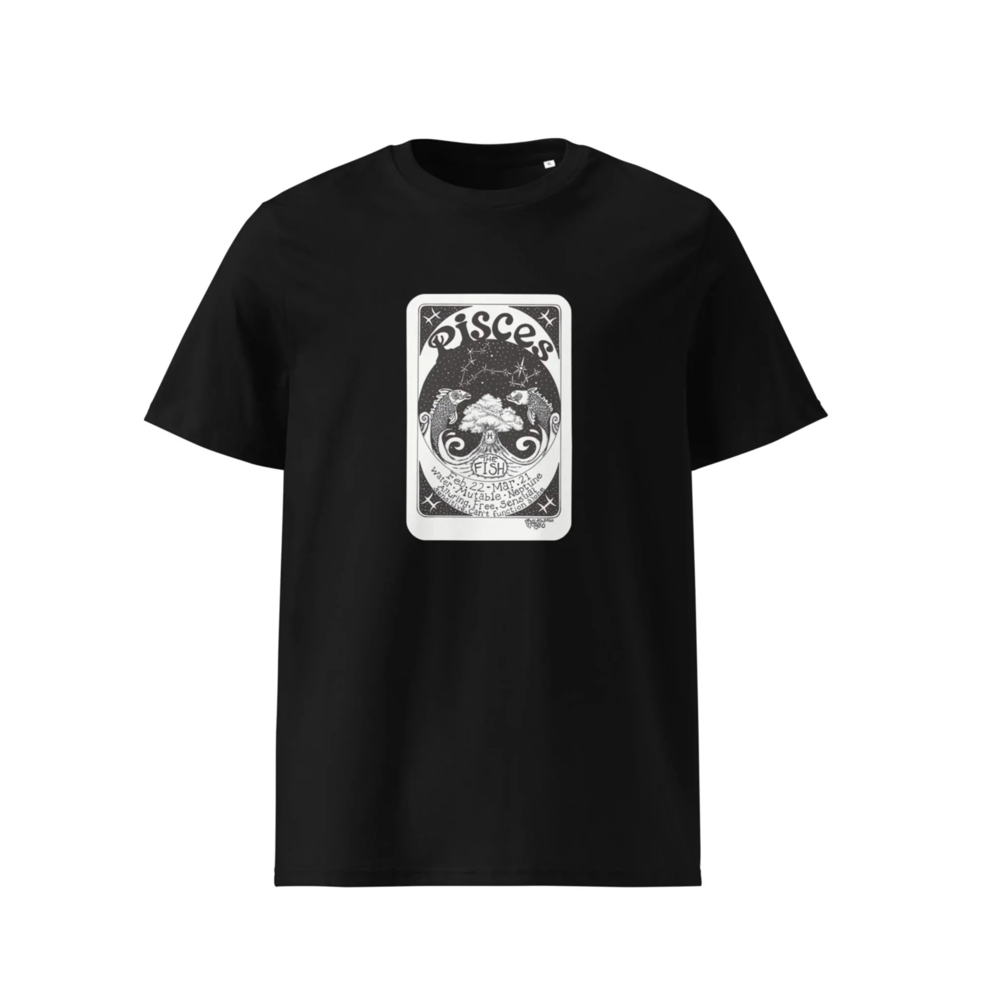 PISCES unisex organic cotton t-shirt in black