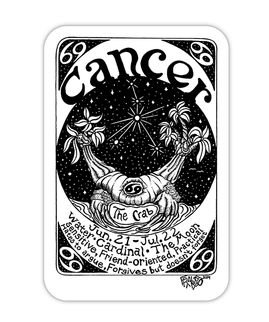 Cancer Zodiac Eco-Friendly Sticker By Artist Rick Frausto