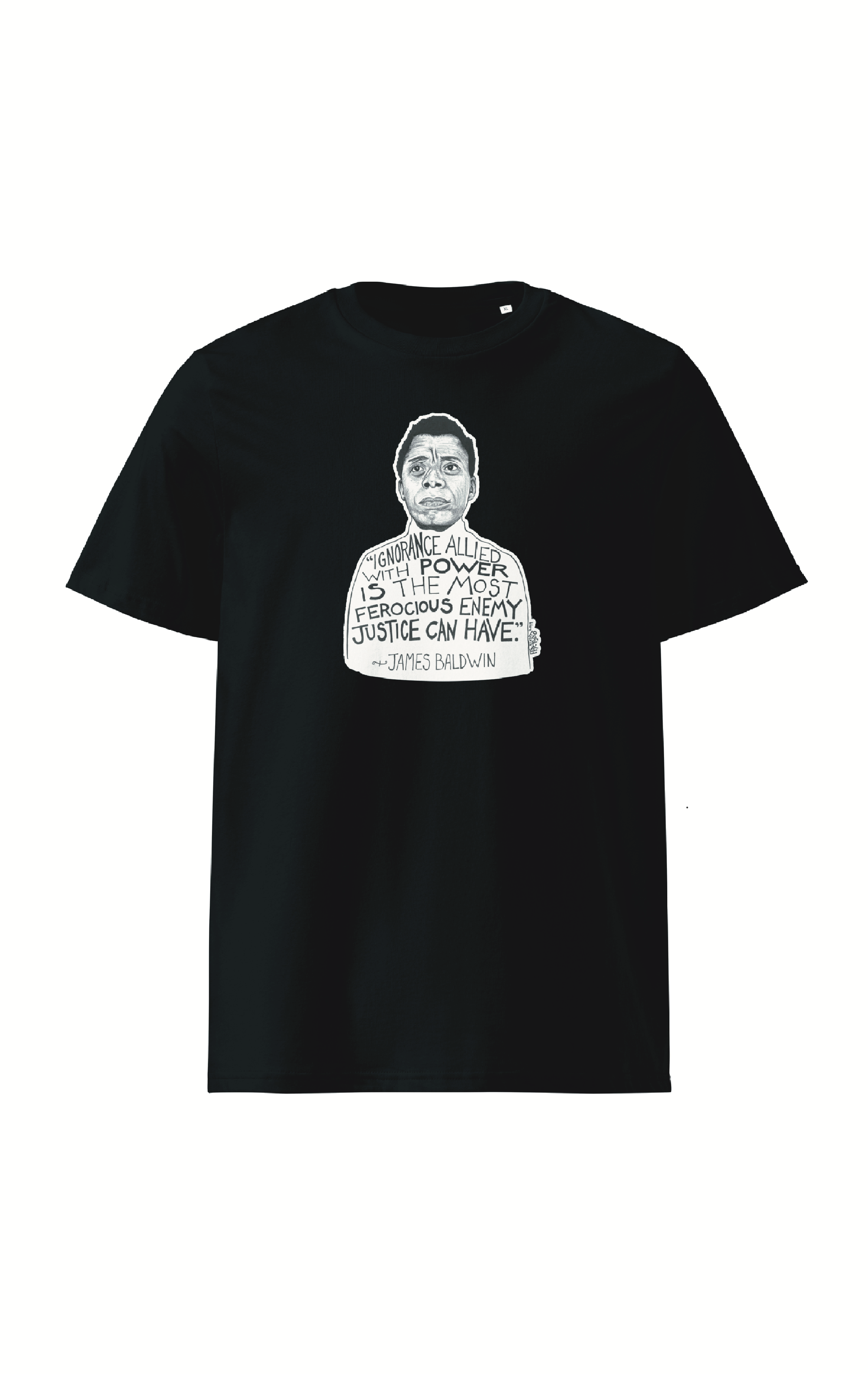 James Baldwin #1 Organic Cotton T-Shirt In Black By Artist Rick Frausto