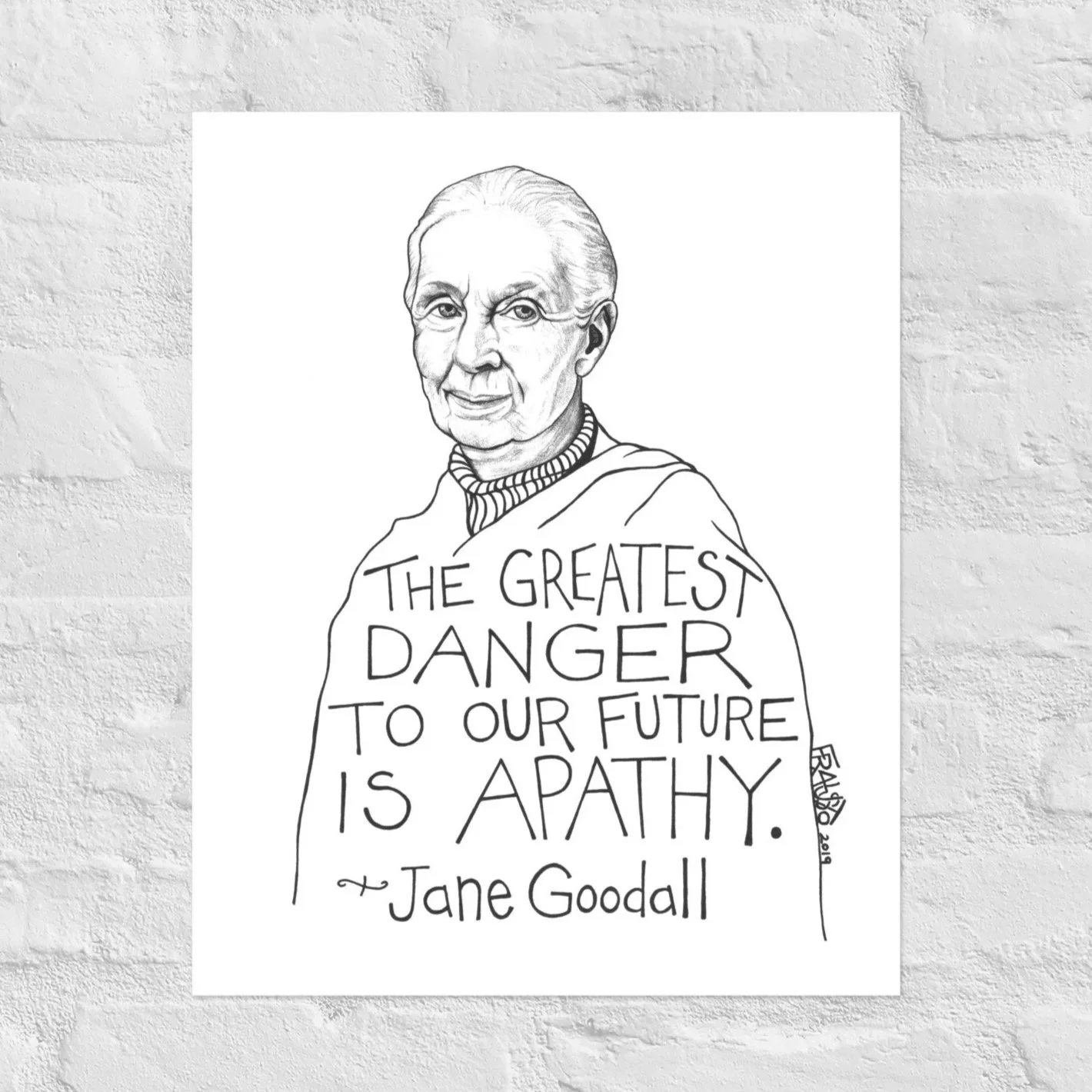 Jane Goodall Print By Artist Rick Frausto