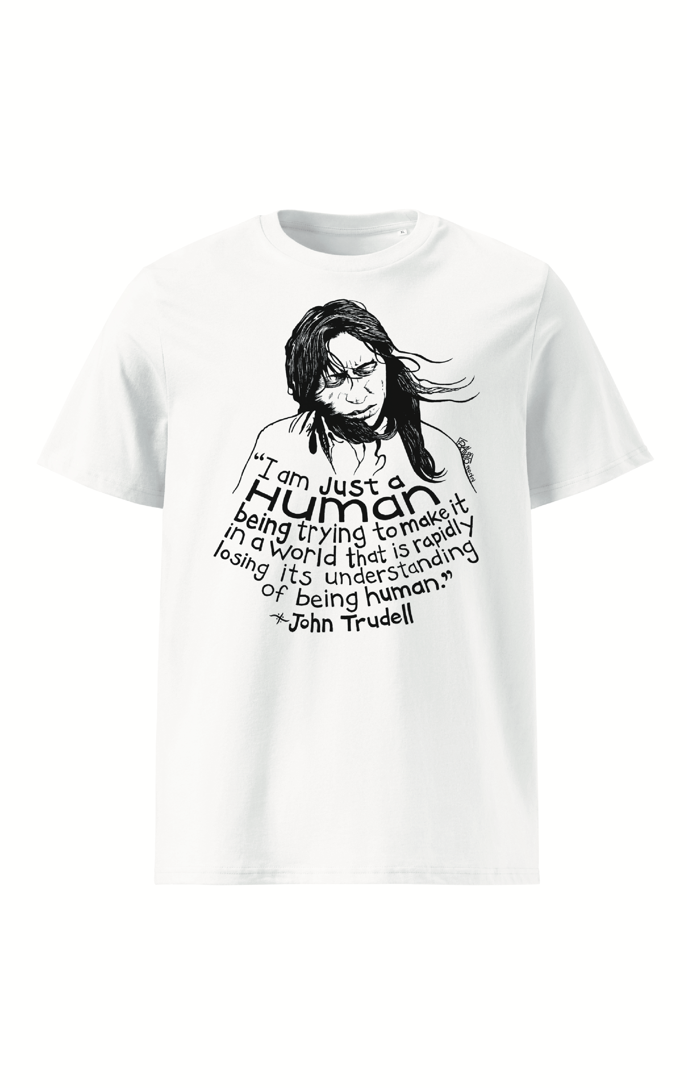John Trudell Organic Cotton T-Shirt By Artist Rick Frausto