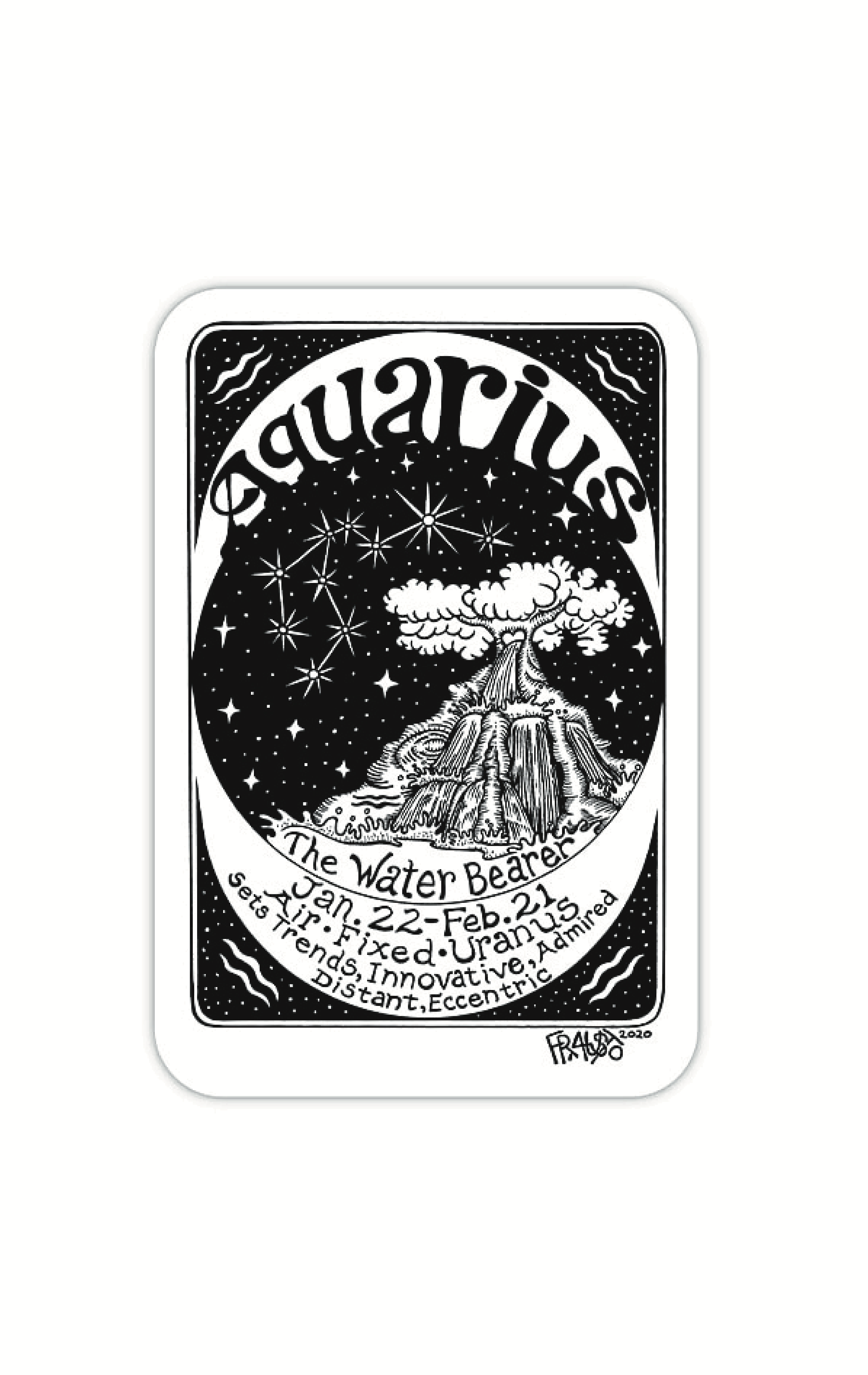 Aquarius Zodiac Eco-Friendly Sticker By Artist Rick Frausto