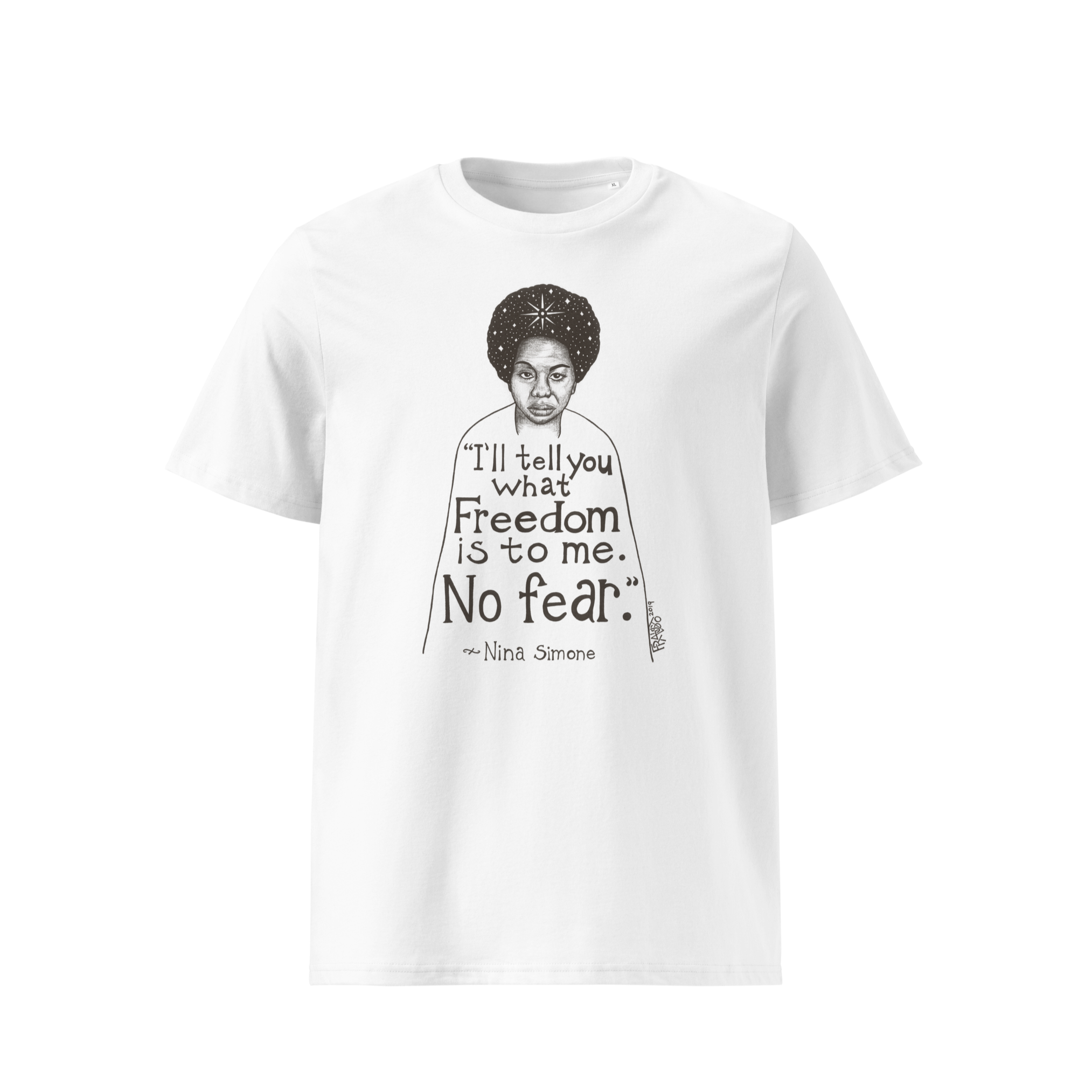 NINA SIMONE unisex organic cotton t-shirt in white