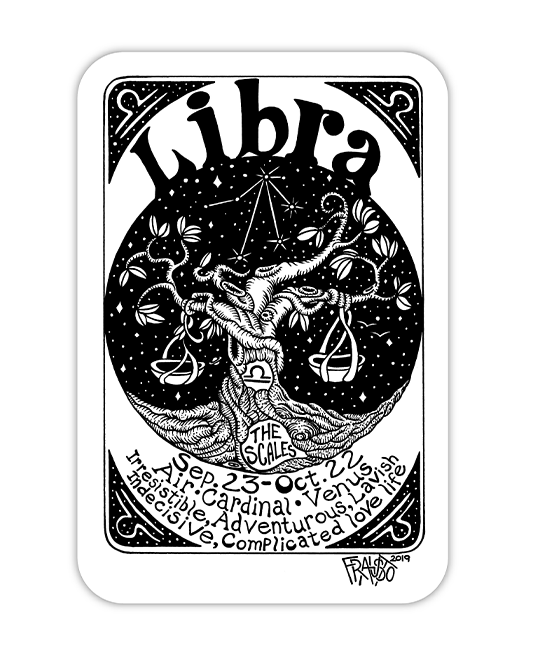 Libra Zodiac Eco-Friendly Sticker By Artist Rick Frausto