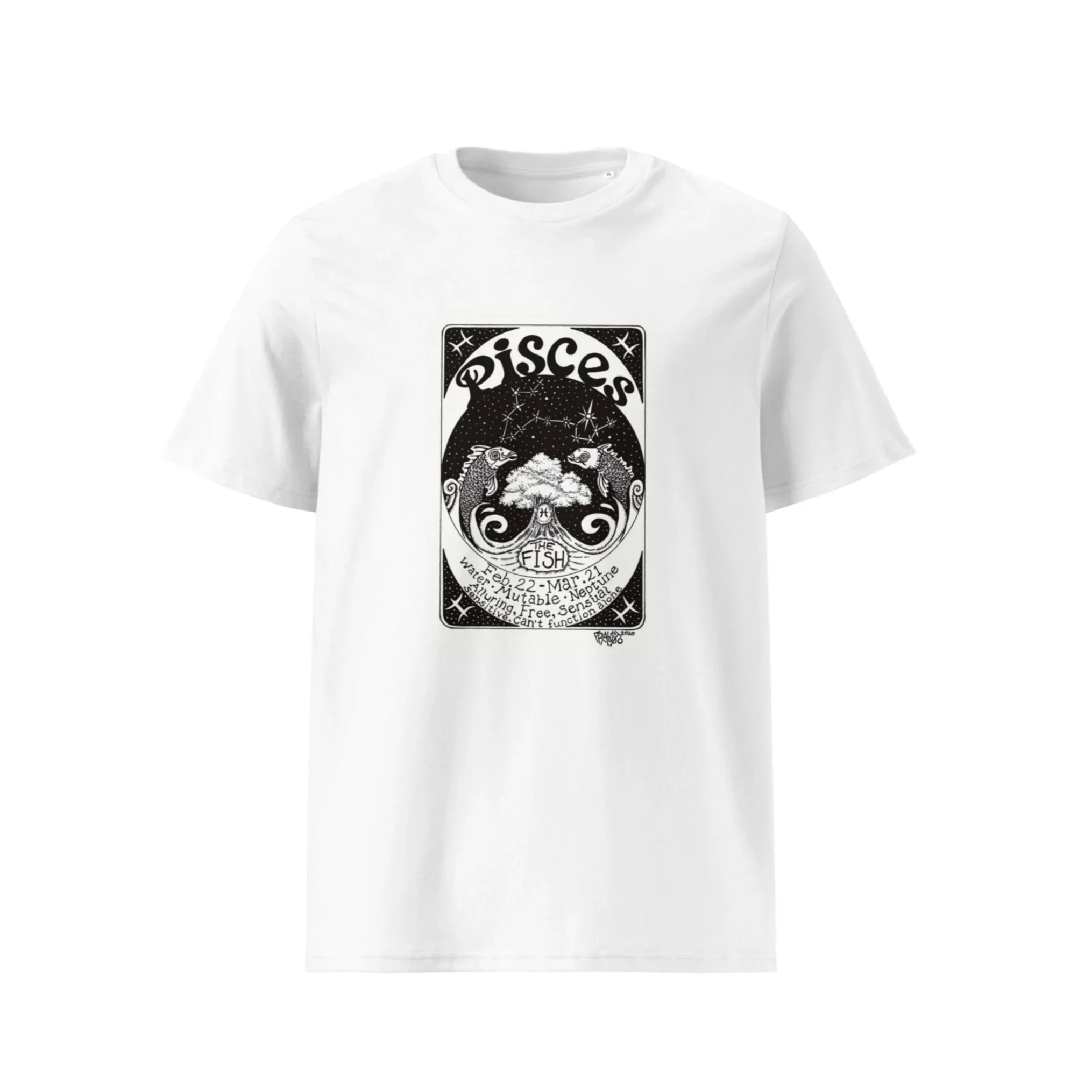PISCES unisex organic cotton t-shirt in white