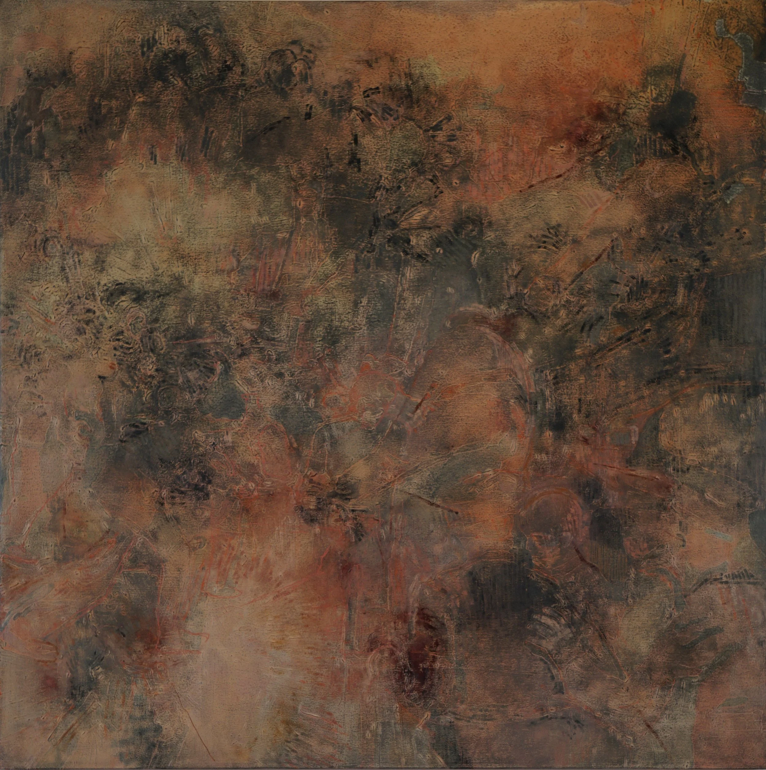 **SOLD** Leading to Trouble (1968), 2023, 60cm x 60cm, oil on plywood panel, framed