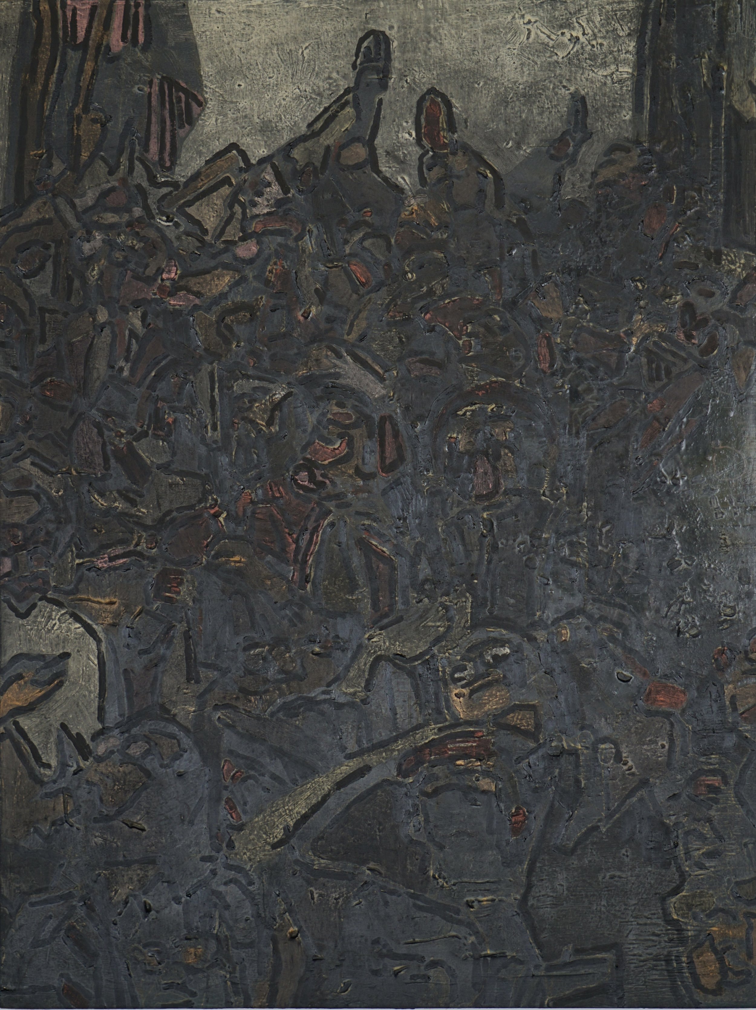 **SOLD** Countdown (1969), 2023, 30cm x 40cm, oil and oil pastel on plywood panel, framed