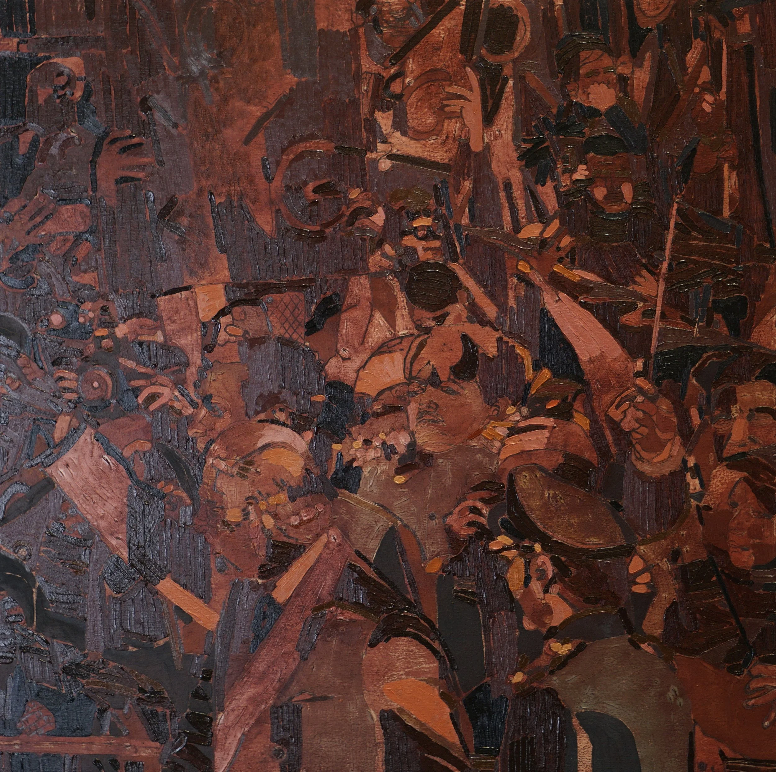 **SOLD** Crown Opposition (2023), 2023, 40cm x 40cm, oil on plywood panel, framed