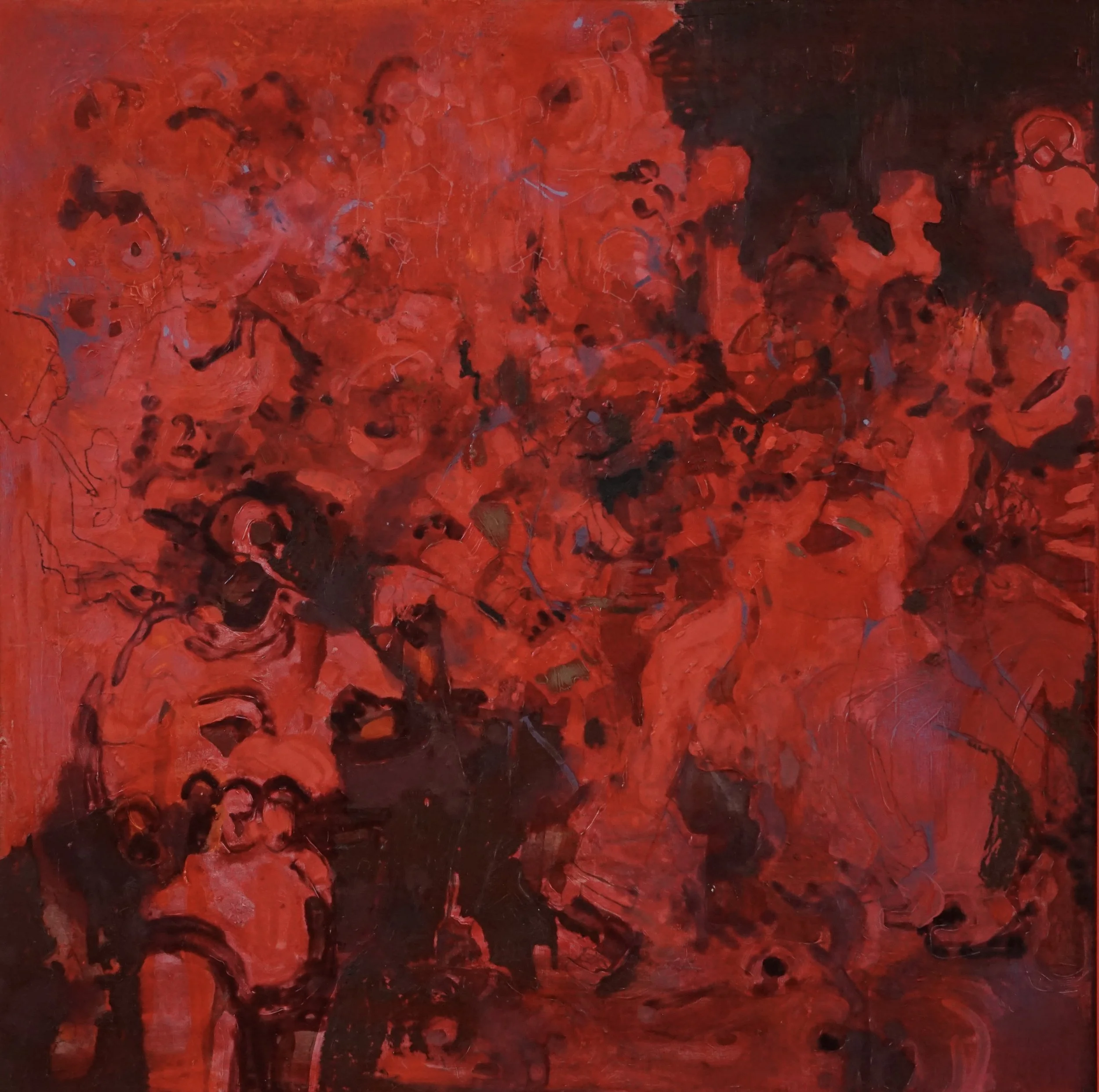 Runner 261 (1967), 2023, 40cm x 40cm, oil and oil pastel on plywood panel, framed and available from Contemporary Six Gallery, Manchester