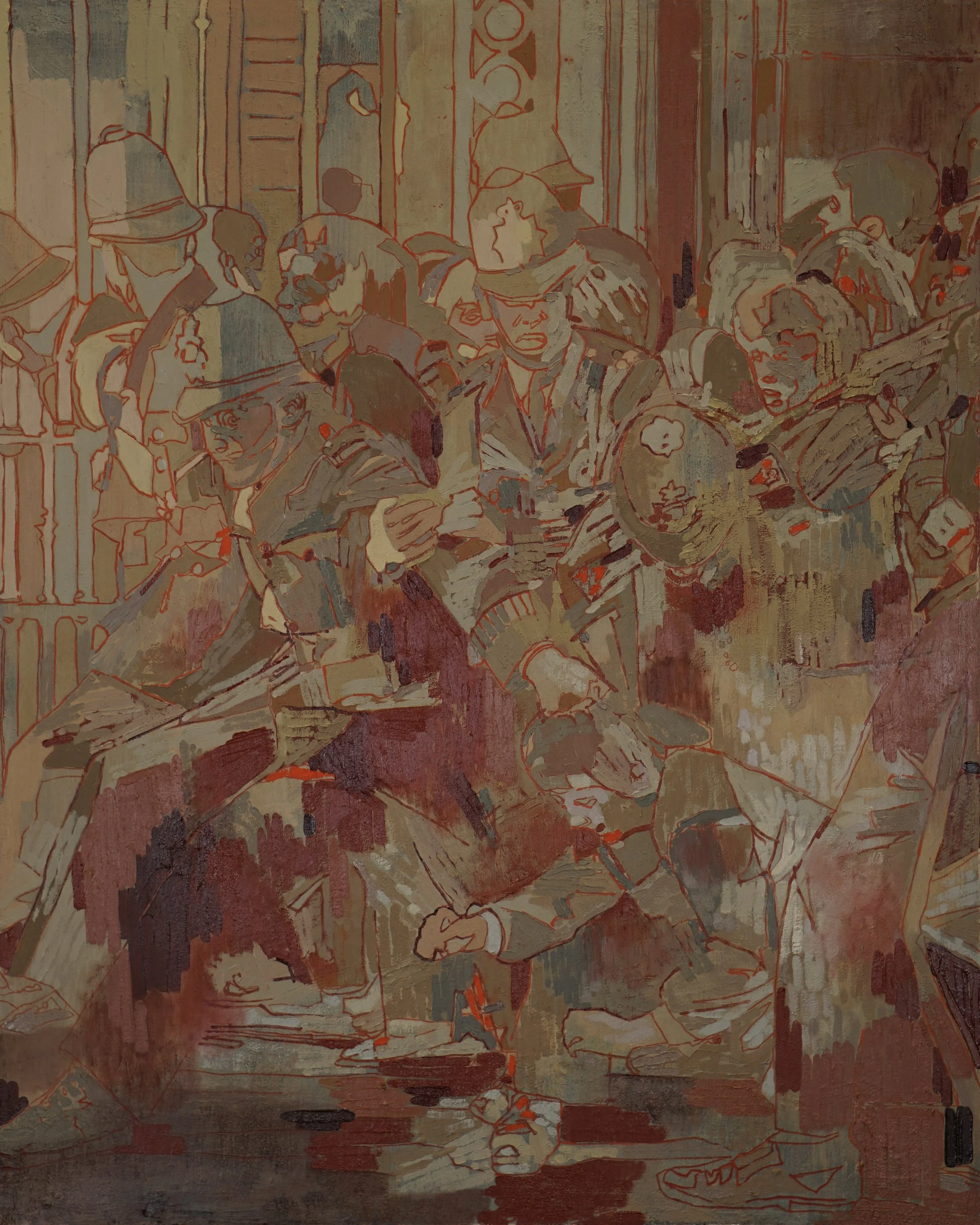 **SOLD** Hysteria (1964), 2023, 40cm x 50cm, oil and oil pastel on plywood panel, framed