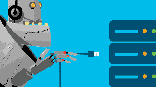 Artificial Intelligence and networks. Generic animated gif for Newsroom page, feature illustration and social media graphic