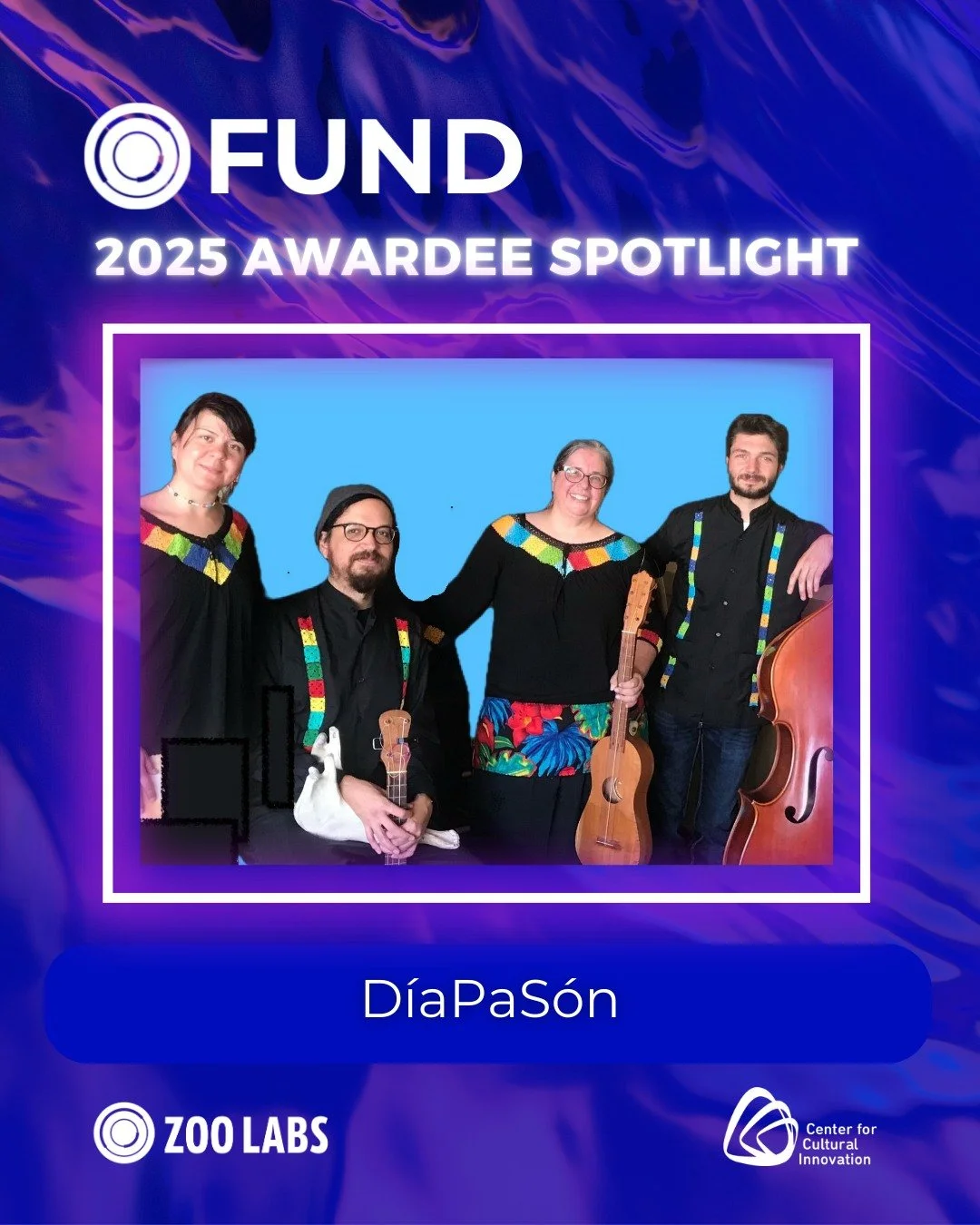 ⭐️2025 FUND AWARDEE SPOTLIGHT⭐️

We&rsquo;re excited to announce the next $15K grantee of the 2025 Zoo Labs: FUND&ndash;&ndash;D&iacute;aPaS&oacute;n!

&ldquo;D&iacute;aPaS&oacute;n is an ensemble of performing artists who delve deeply into son jaroc