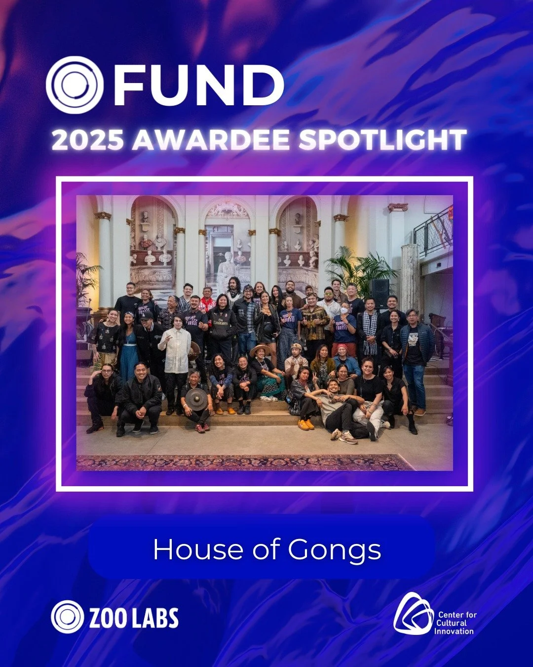 ⭐️2025 FUND AWARDEE SPOTLIGHT⭐️

We&rsquo;re excited to announce the first $25K grantee of the 2025 Zoo Labs: FUND&ndash;&ndash;House of Gongs!

&ldquo;House of Gongs is a community-rooted arts organization on a mission to cultivate a Filipinx commun