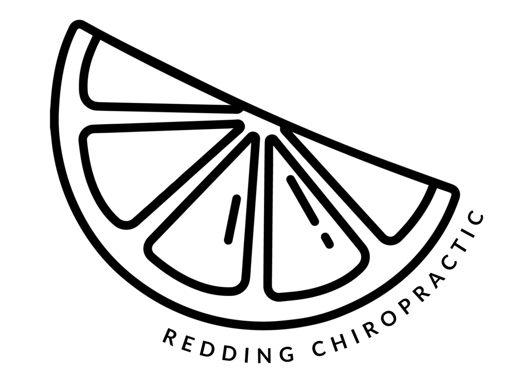 Logo for Redding Chiropractic featuring a stylized citrus slice illustration with clean black linework and curved typography.