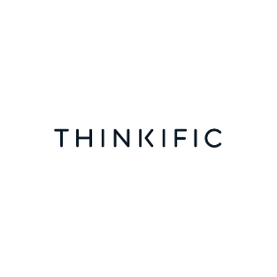 Thinkific logo with black text on a white background.