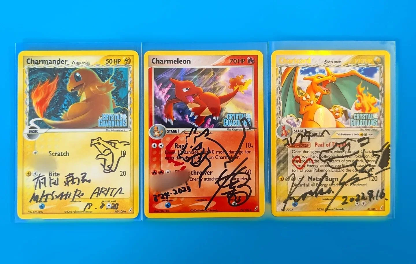 Small goal achieved 🎂

Couldn't get Charmeleon on the Meleon so we did Charizard, figured I would finish it with the Charmander with Charizard.

My favorite set (Crystal Guardians), Charizard line with Charizards sketched by all 3 different artists.