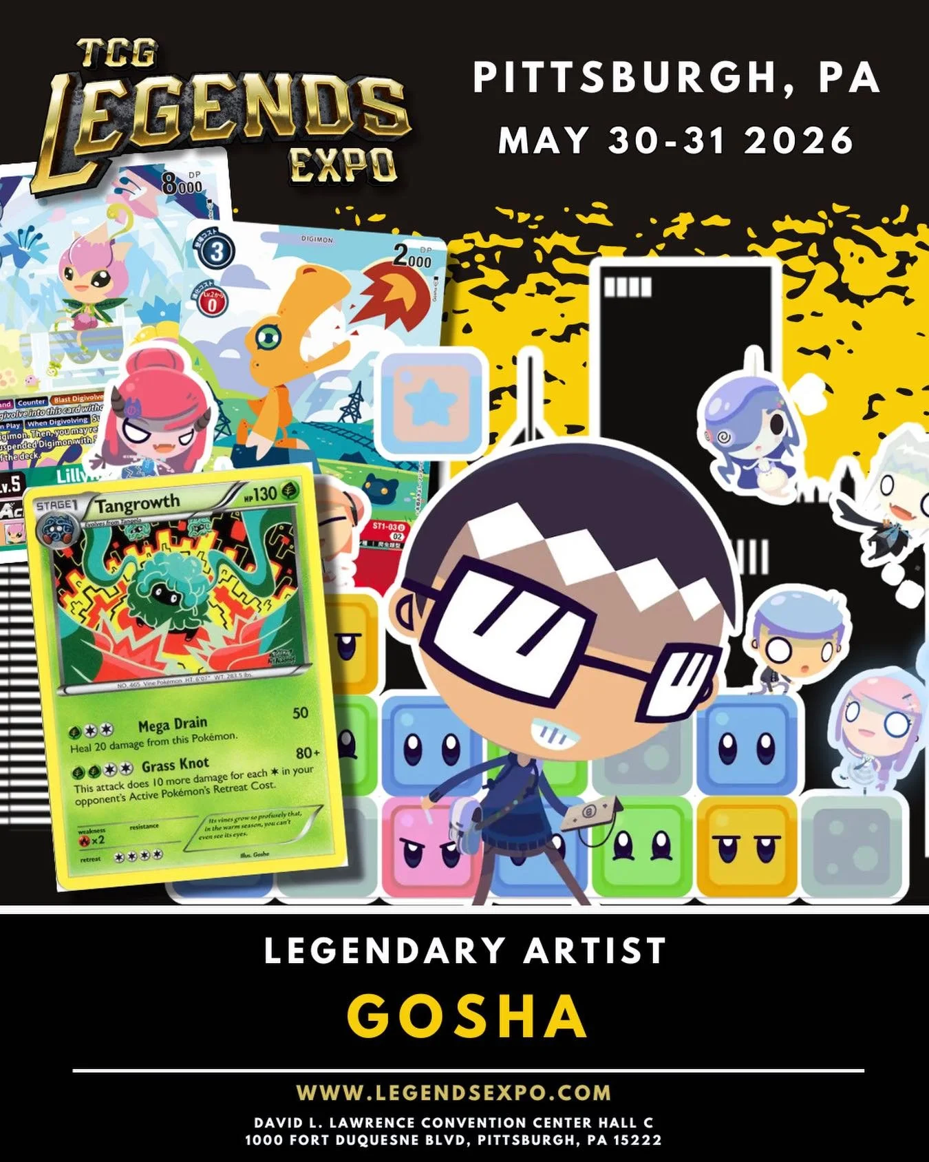 🚨 GUEST ANNOUNCEMENT 🚨

Fan-turned-legend coming to Pittsburgh! 🎨✨

We are SO excited to welcome Gosha (@goshadole) to TCG Legends Expo! In 2015, Gosha entered the Pok&eacute;mon Art Academy Competition, the franchise&rsquo;s first true internatio